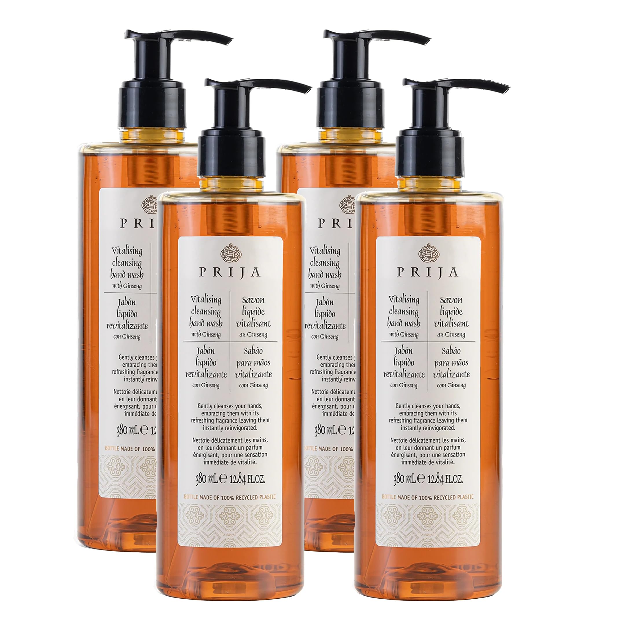 Prija Vitalising Hand Wash with Ginseng Extract - 4 x 380ml Vegan Soap