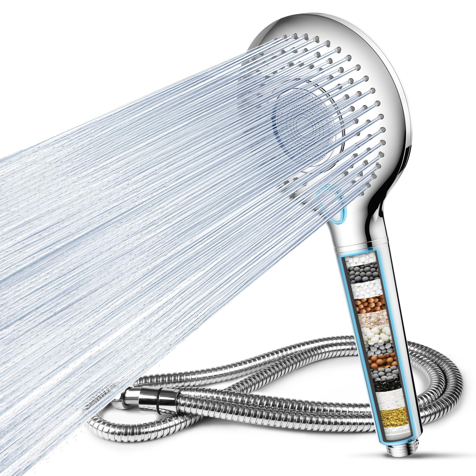 MEKO 15-Stage Filter Shower Head | High Pressure Handheld with Hose