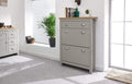 GFW Lancaster 2 Door 1 Drawer Shoe Cabinet – Grey with Oak Effect Top