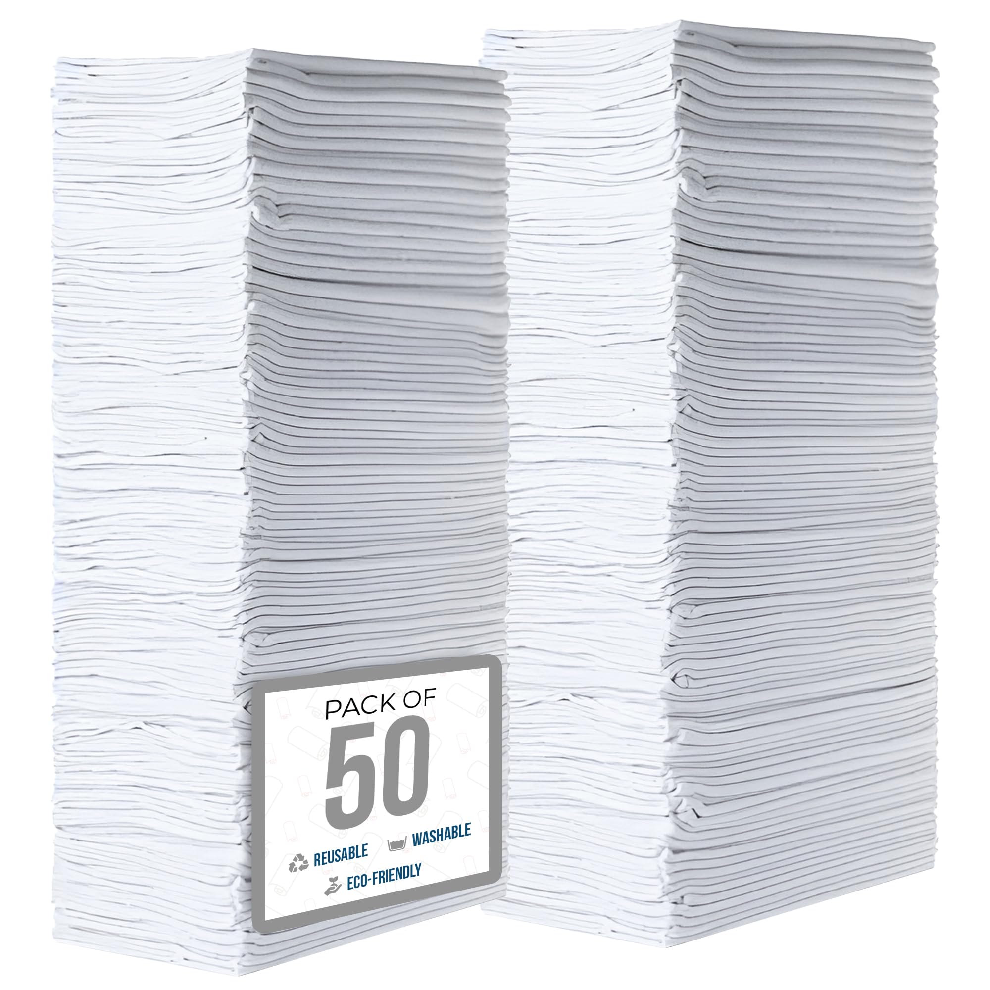Simpli-Magic White Shop Towels - 14x12 Commercial Grade Cotton, 50 Pack