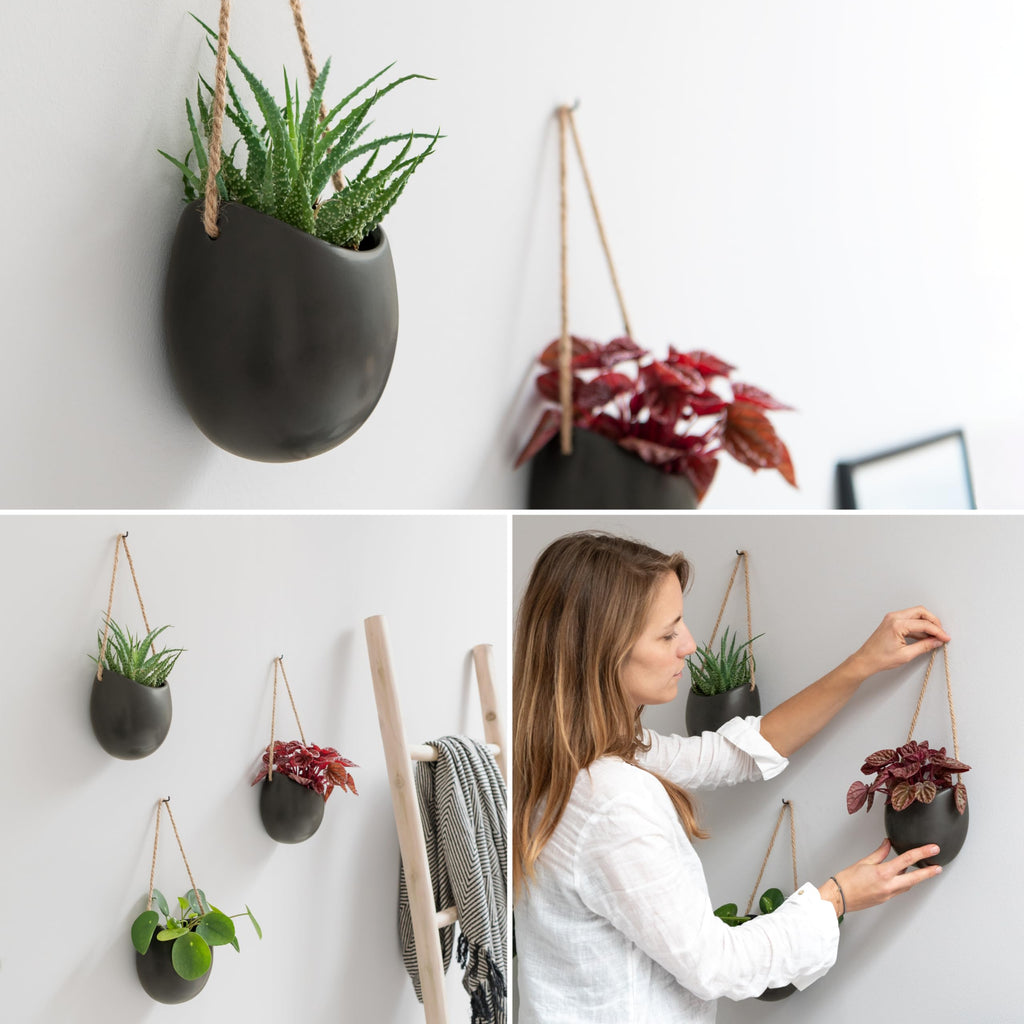 Kazai Ellie Hanging Ceramic Wall Planters – 3 Piece Set for Succulents