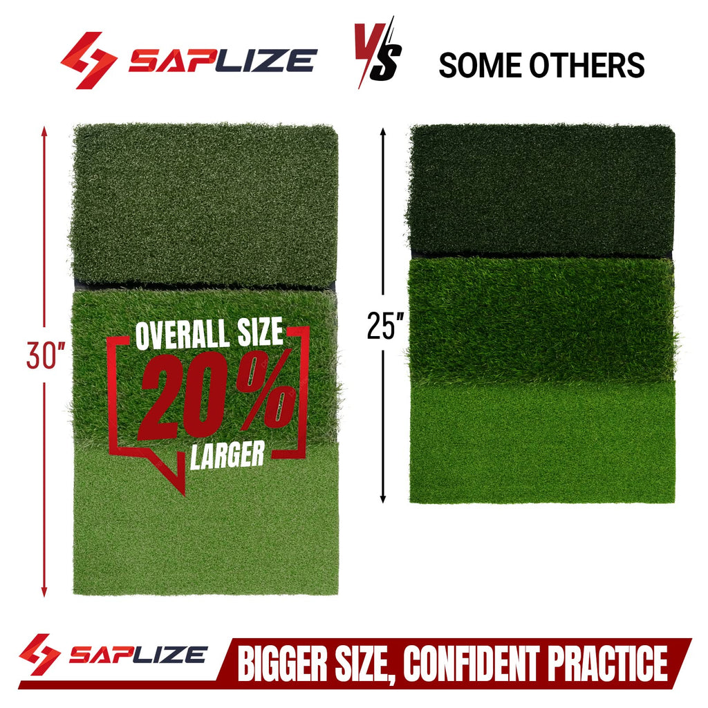 SAPLIZE 3-in-1 Golf Hitting Mat – Foldable Tri-Turf Practice Mat, 30"x15"