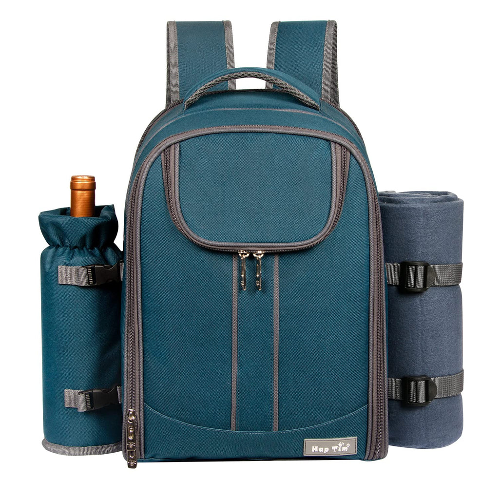 Hap Tim 4 Person Picnic Backpack with Insulated Cooler & Blanket - Blue