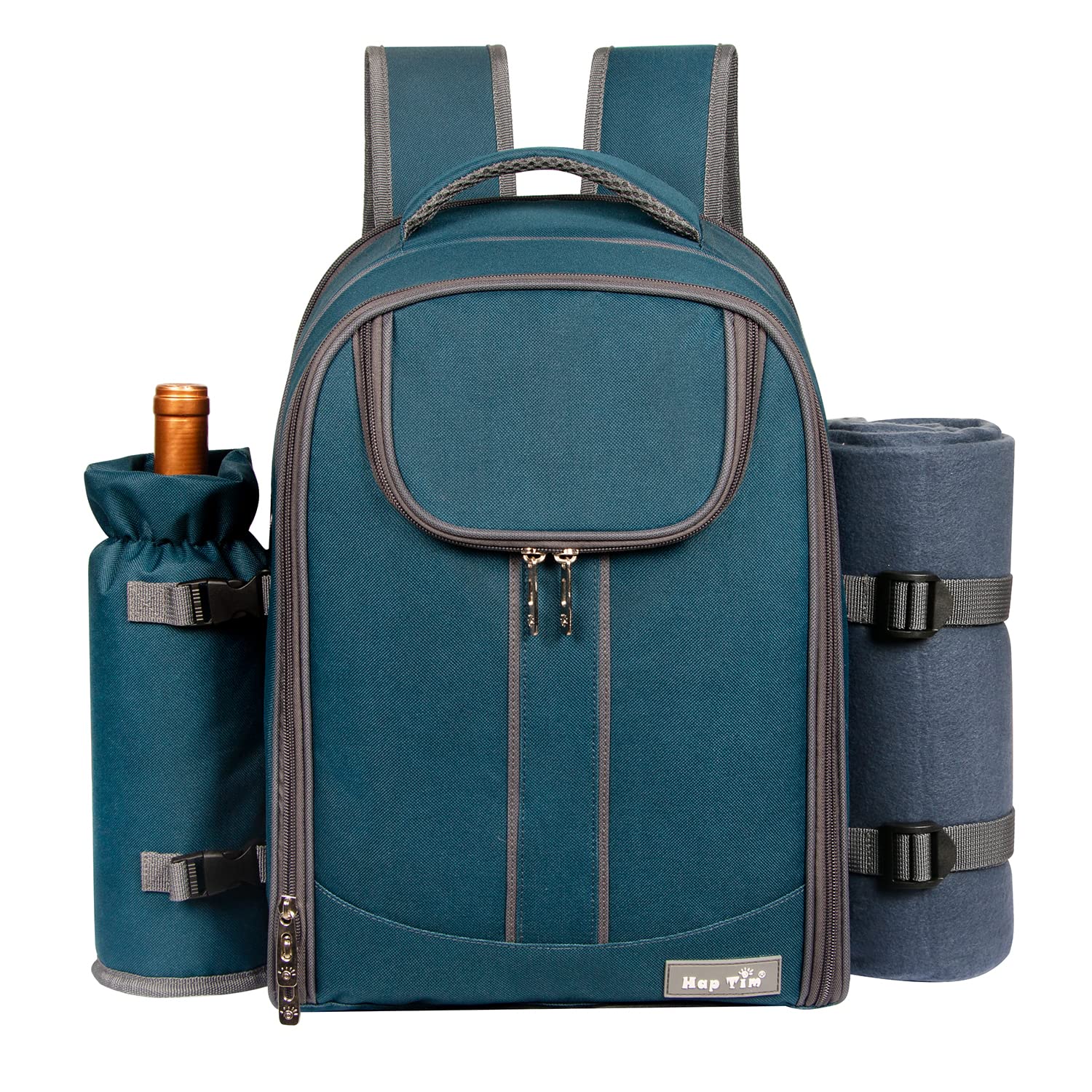Hap Tim 4 Person Picnic Backpack with Insulated Cooler & Blanket - Blue