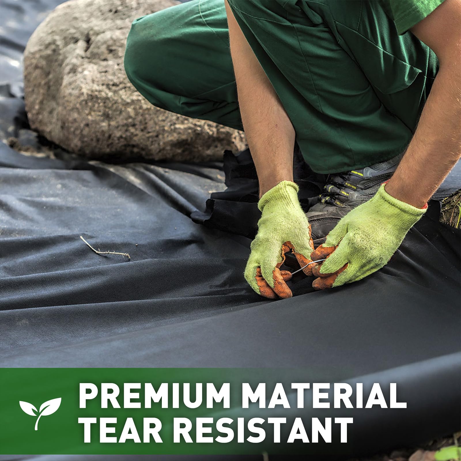 HOOPLE Premium Landscape Fabric - Heavy Duty Weed Barrier, 32" x 180' Black