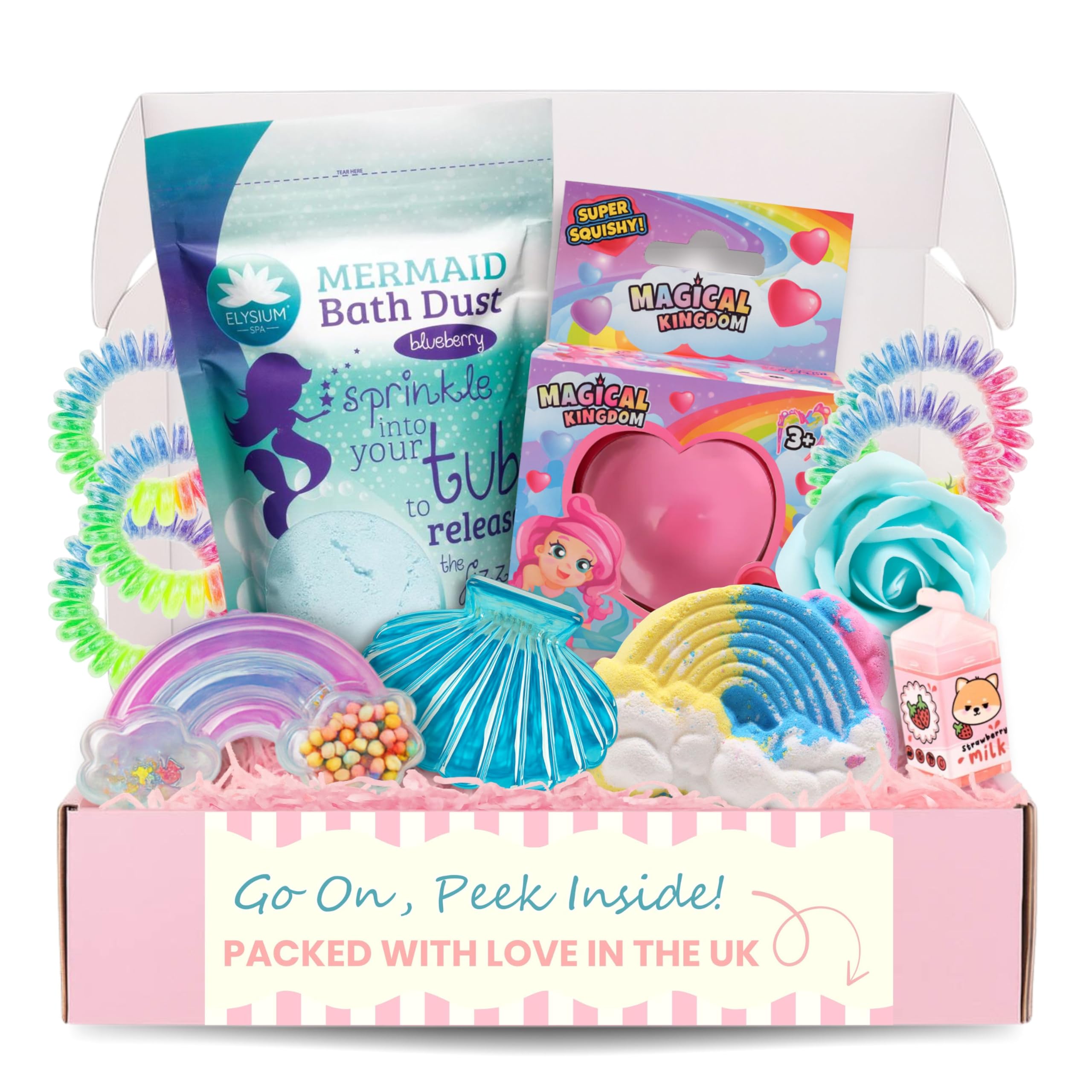Girls Pamper Gift Set – Kids Spa Box with Mermaid Bath Bomb