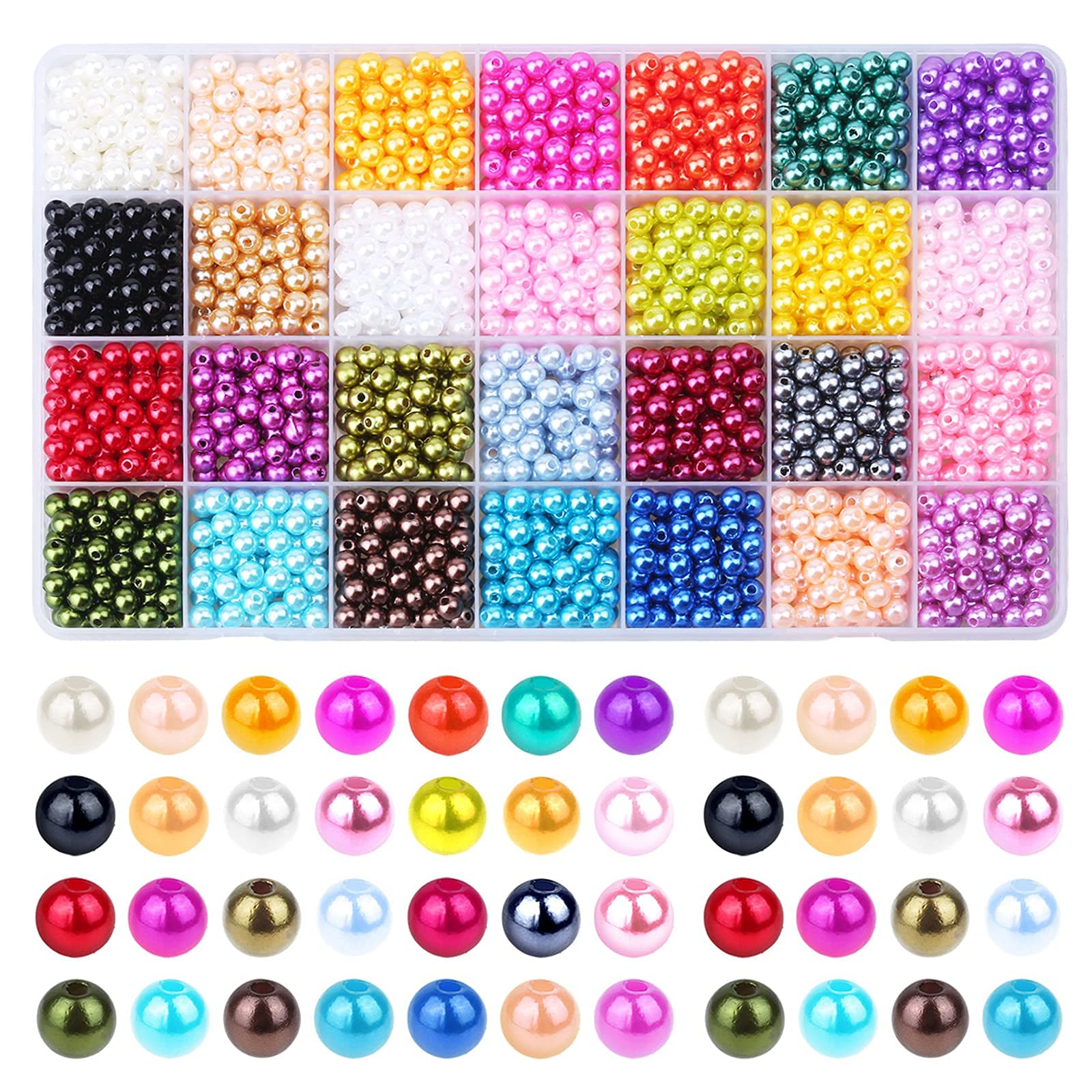 Anezus 1960pcs Multicolor Pearl Beads – 6mm Round Beads for Jewelry Making