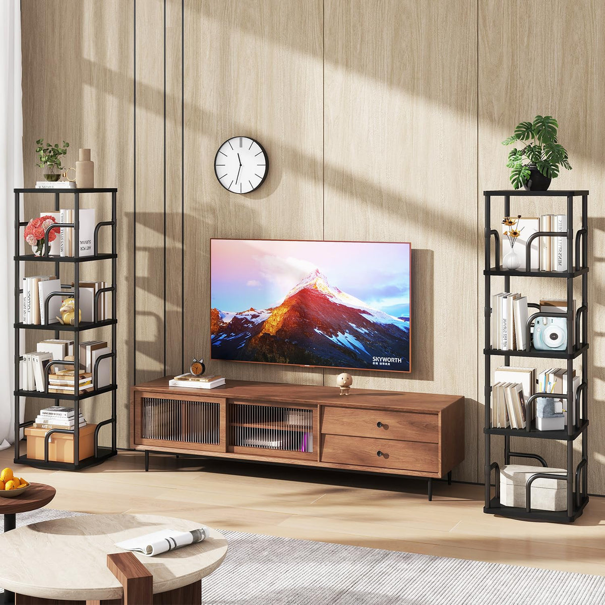 IBUYKE 5 Tier Rotating Bookshelf,Square Bookcases,Black TBC004B - image 4