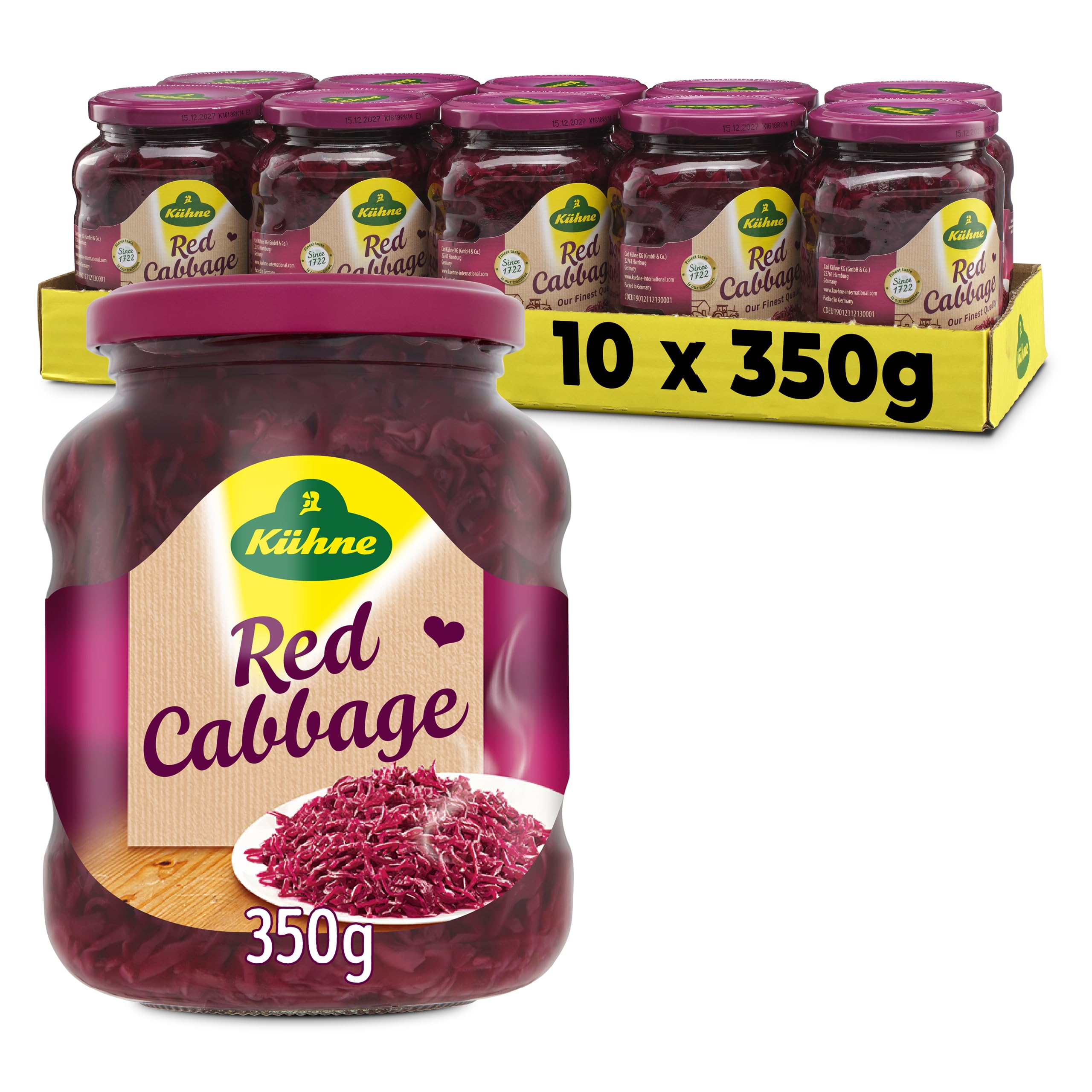 Kuhne Red Cabbage – Traditional Recipe Vegetable Preserve, 350g (Pack of 10)