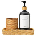 MaisoNovo Rattan Bathroom Set – 3-Piece Black Vanity Organizer with Tray