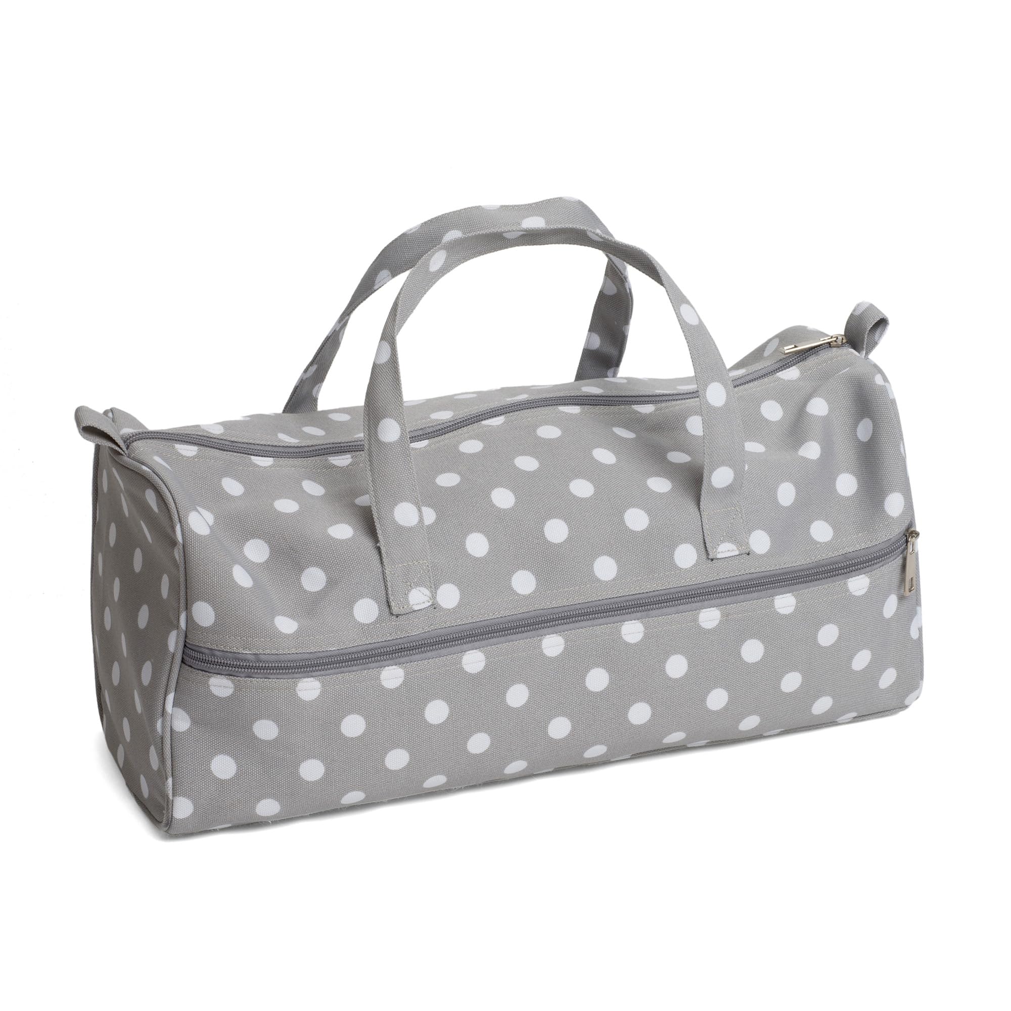 Hobbygift Knitting Bag – Grey Spot Cotton Yarn Storage Tote | 42cm