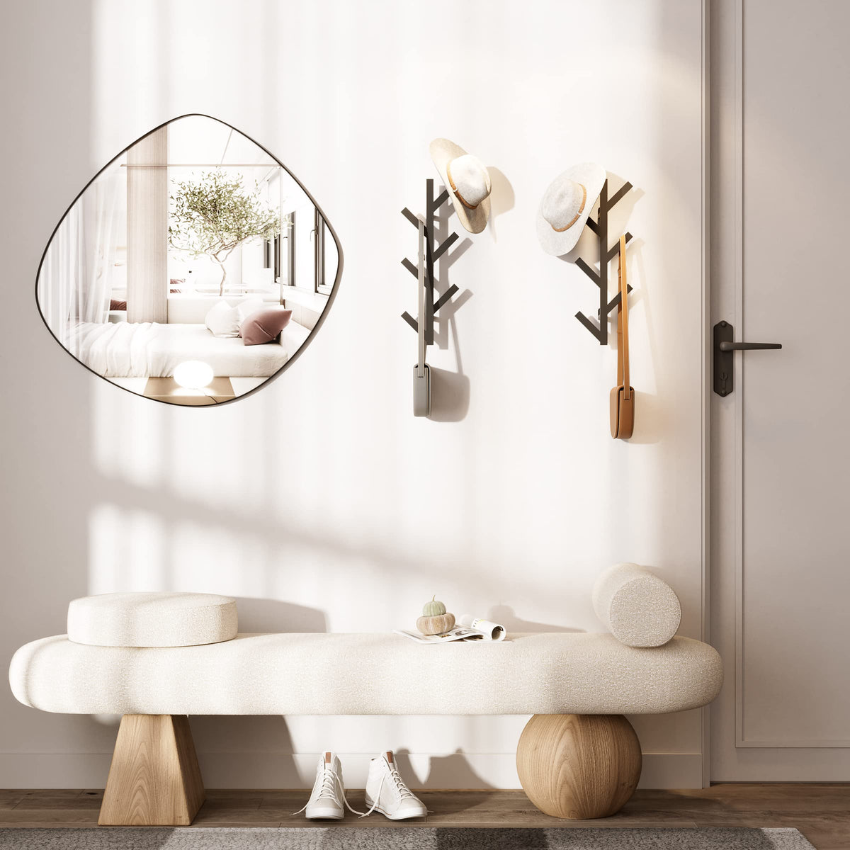 RRG 2 Pack Vertical Coat Rack Wall Mounted, Metal Vertical Hat Rack for Wall, Modern Wall Coat Tree for Hats, Jackets, Bags, Entryway Bedroom - image 2