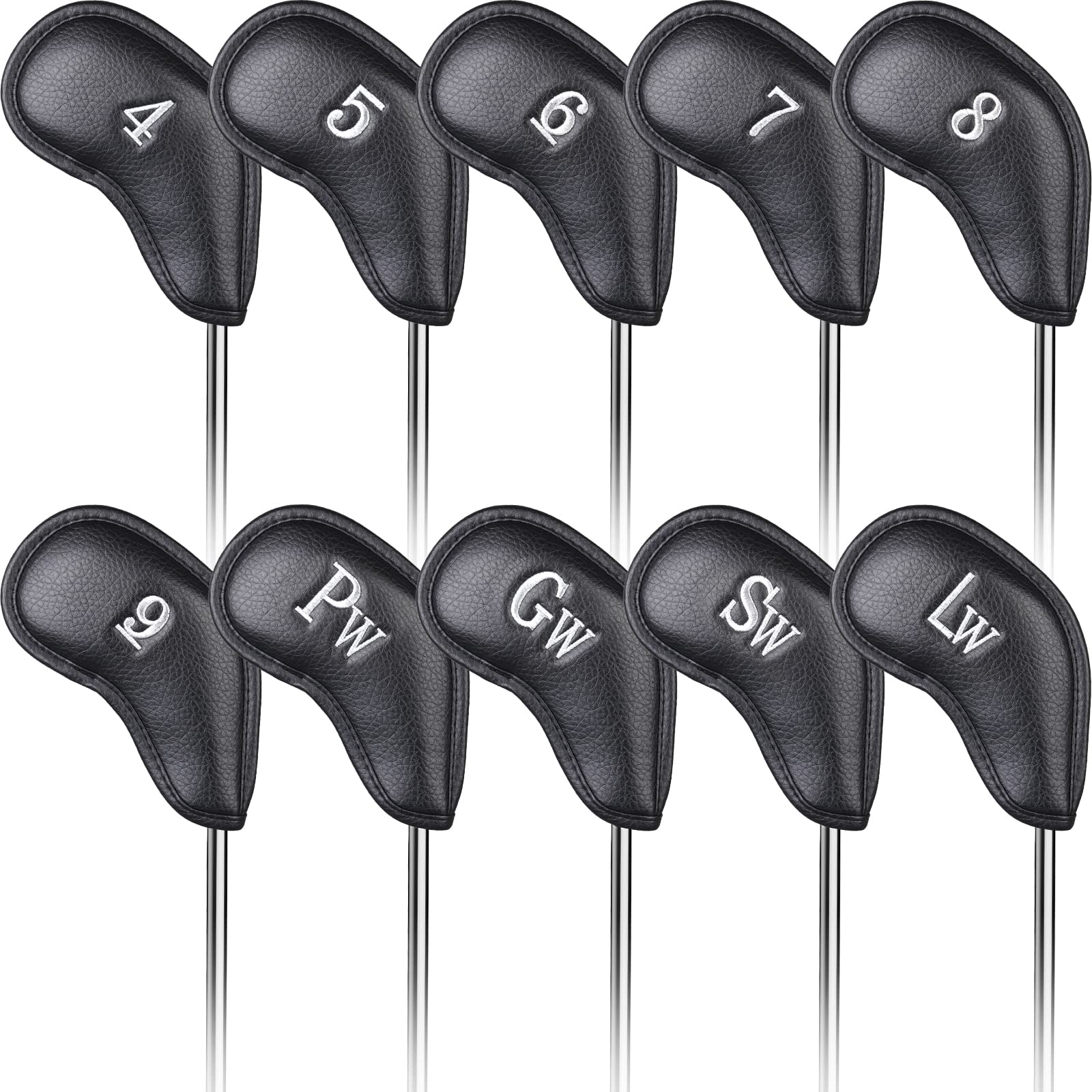 Craftsman Golf Black Leather Iron Headcover Set | 10pc Magnetic Closure