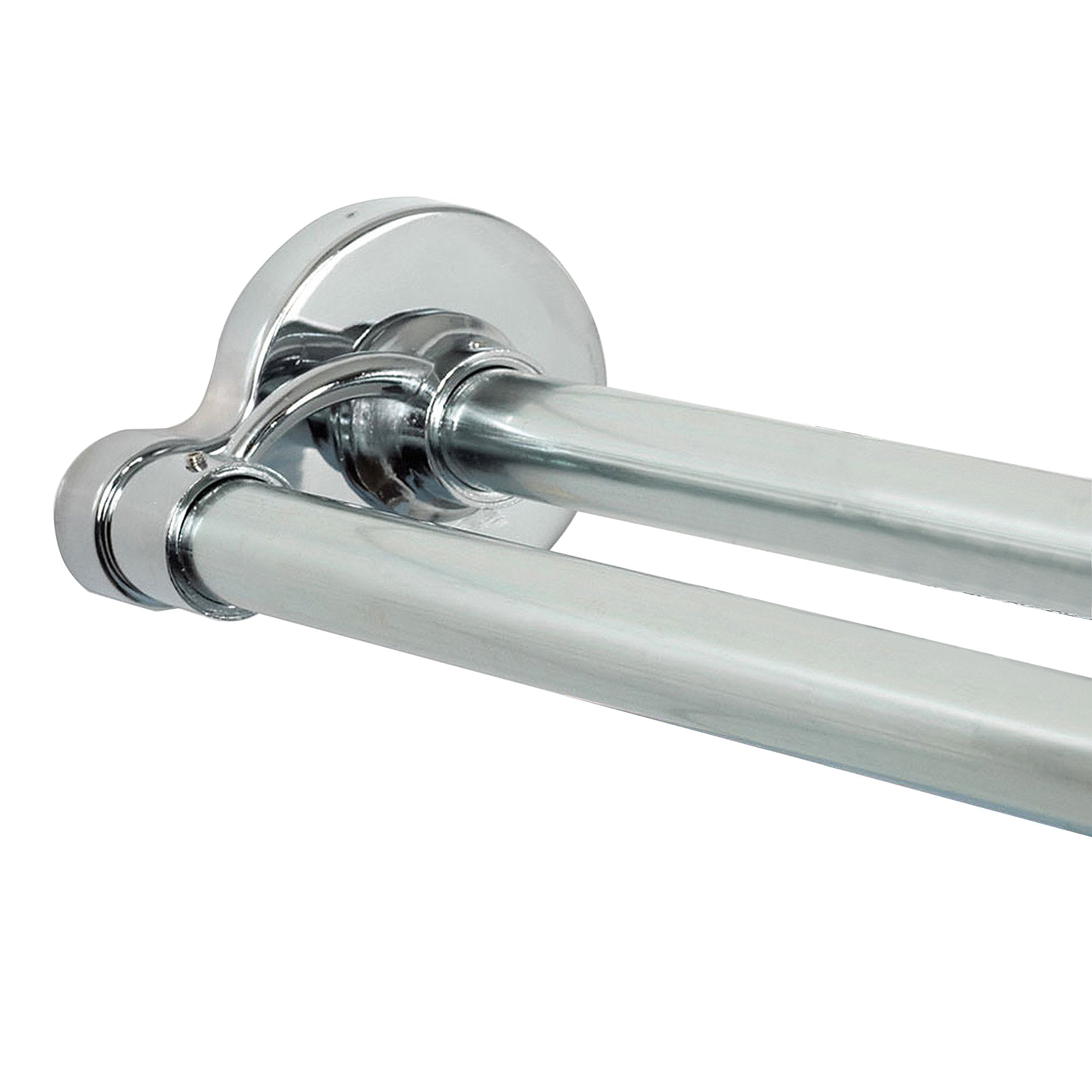 Zenna Home Rustproof Aluminum Double Tension Shower Rod, 44–72", Chrome