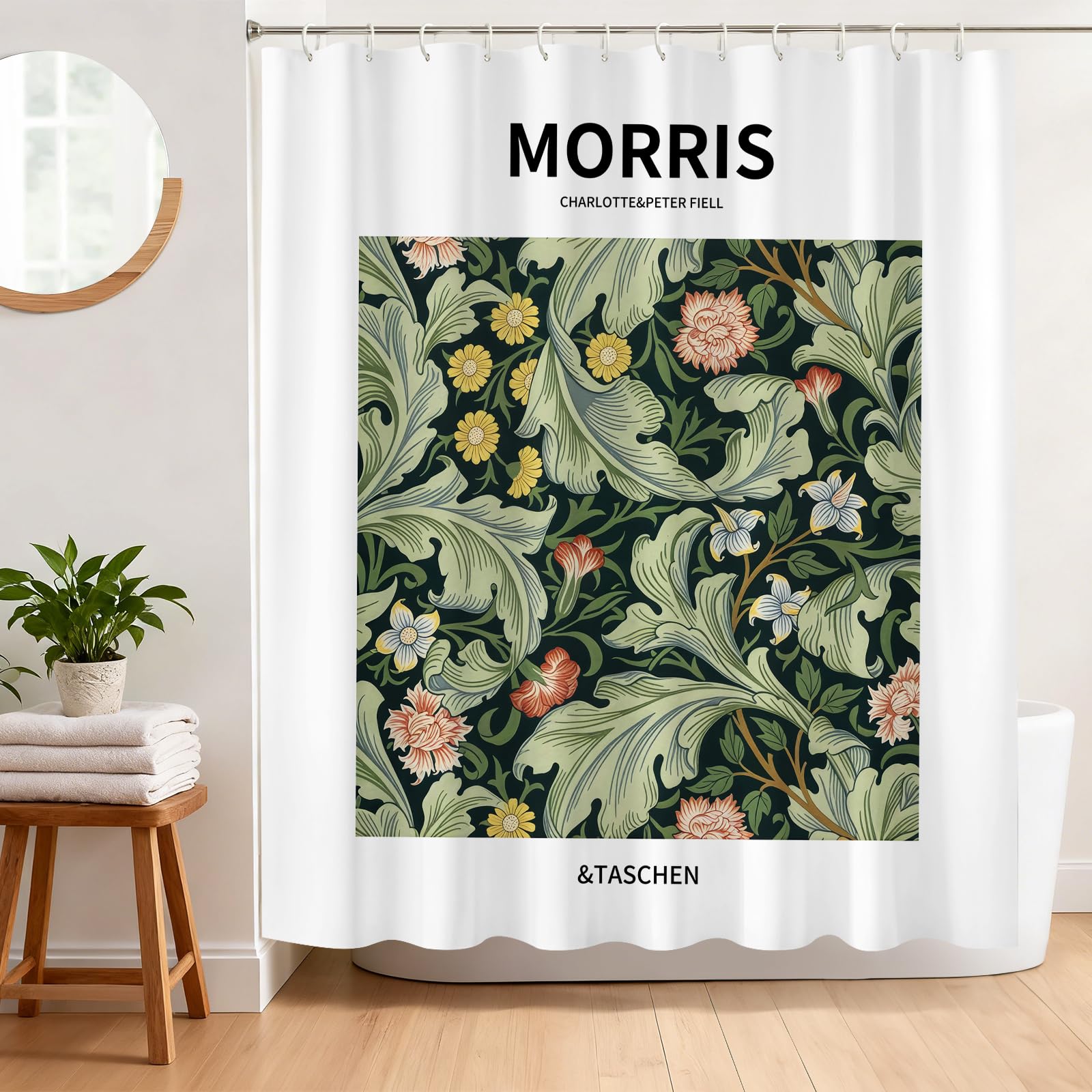 BREASOME Botanical Floral Shower Curtain | Waterproof Polyester – 180x180cm