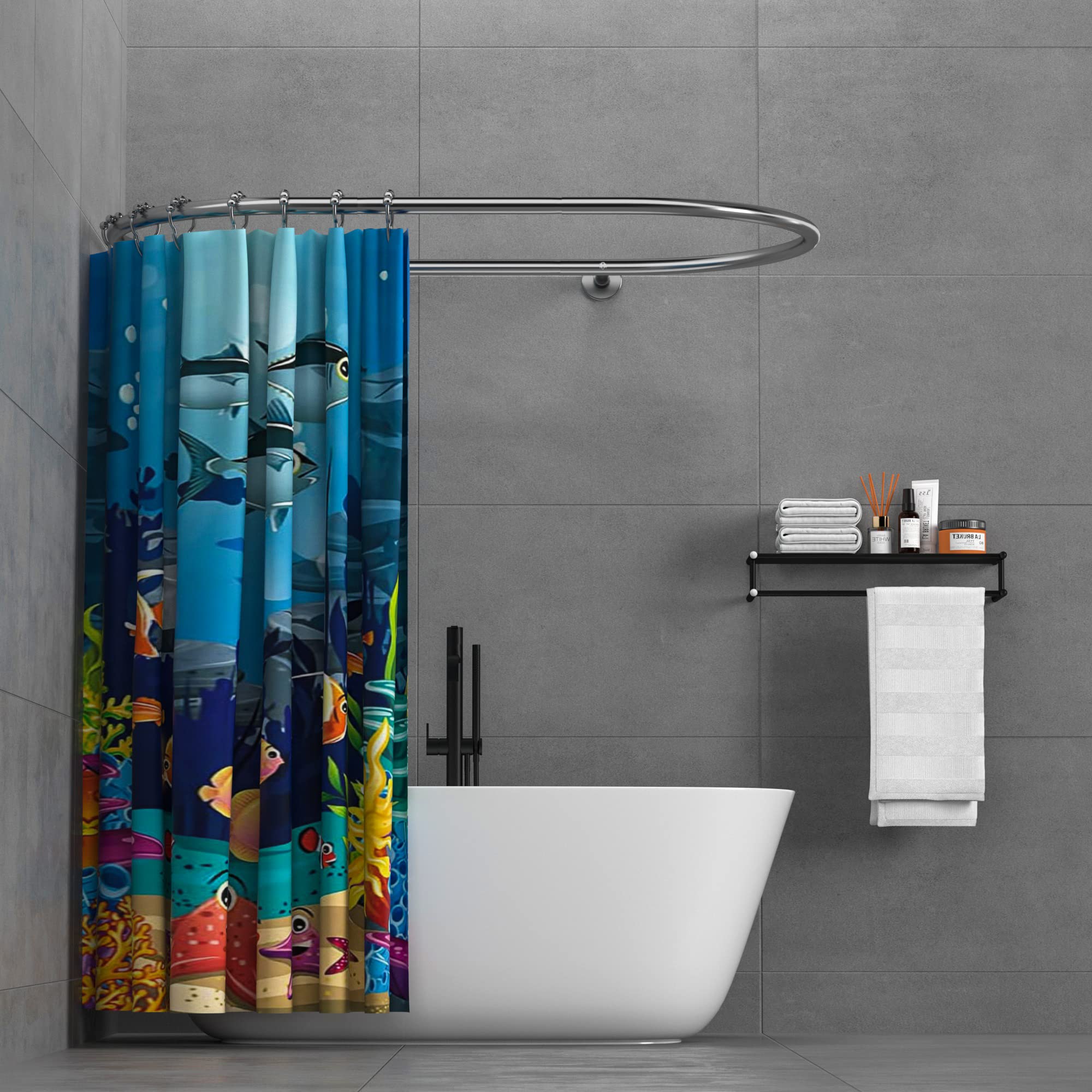 Sikaiqi Oval Shower Curtain Rod for Clawfoot Tubs - Aluminum Silver Hoop