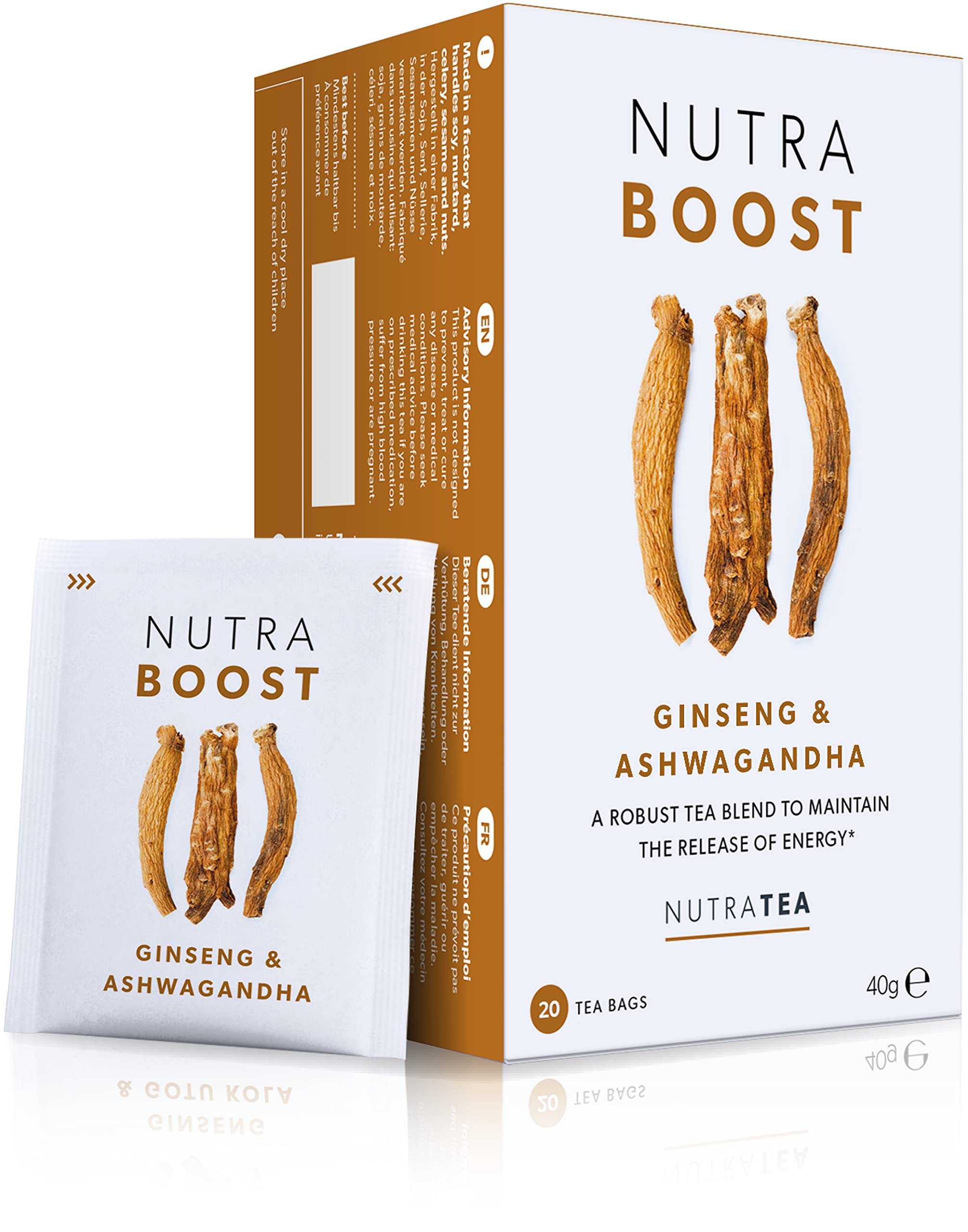 Nutra Tea NutraBoost Energy Tea | Ginseng & Ashwagandha | 80 Bags