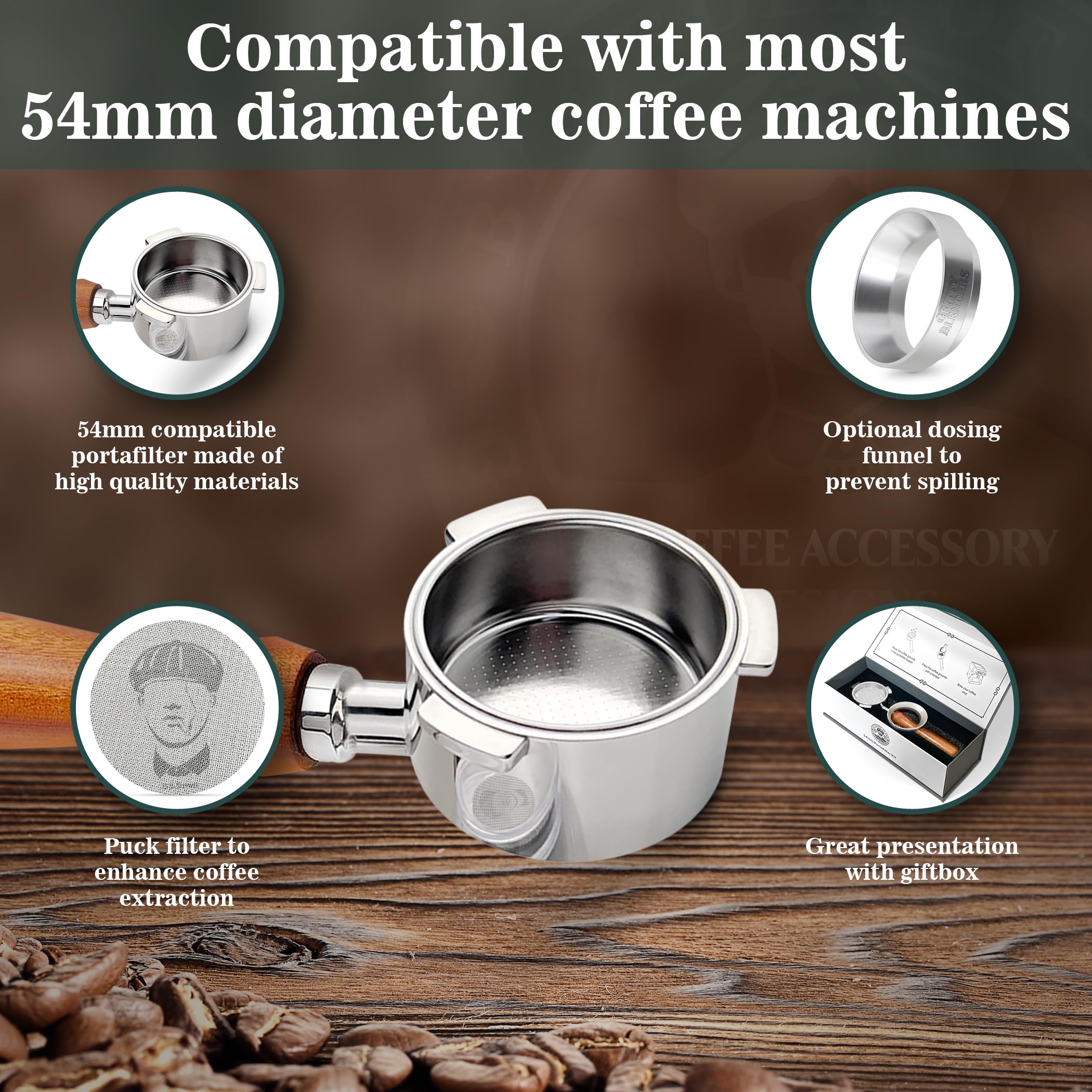 Gritty Blenders 54mm Bottomless Portafilter for Sage Breville Barista