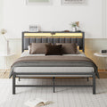 ARFARLY 4ft6 Double Bed Frame with Storage Headboard, LED & USB