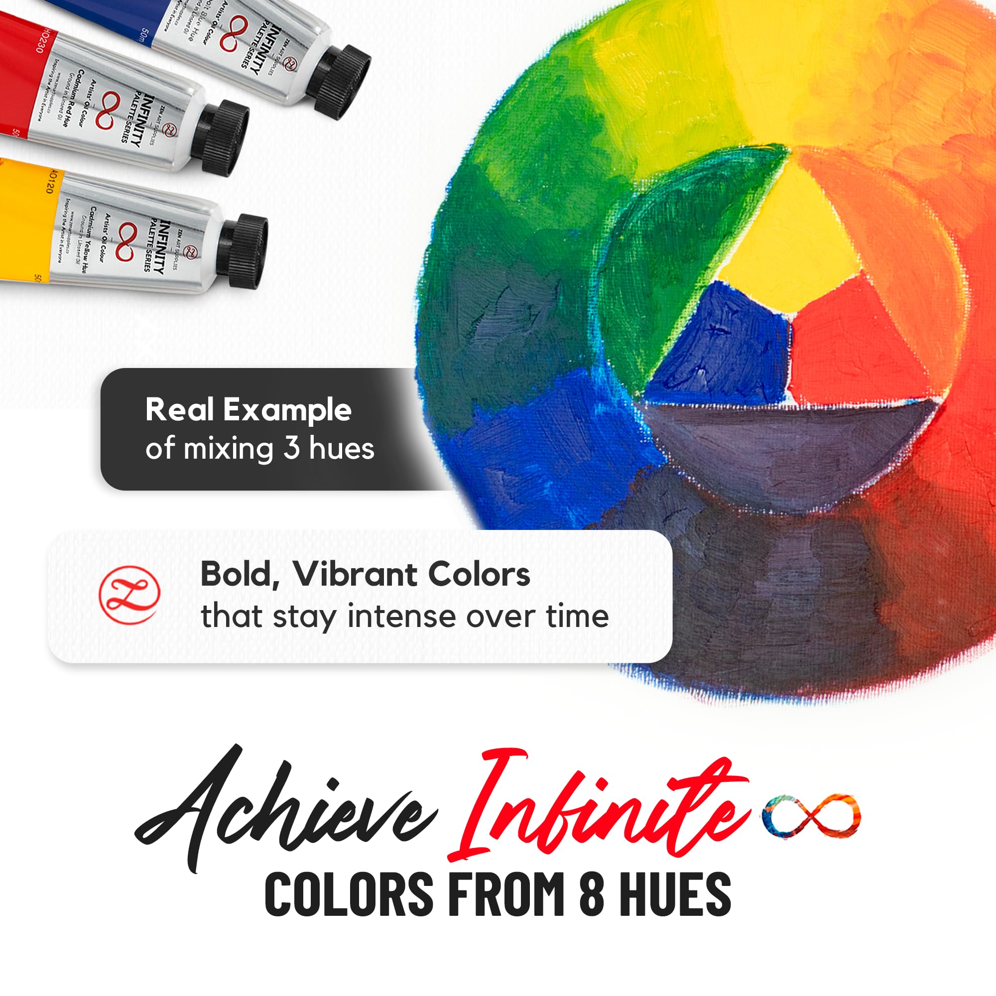 ZenART Professional Oil Paint Set – 8 x 50ml Non-Toxic Artist Tubes