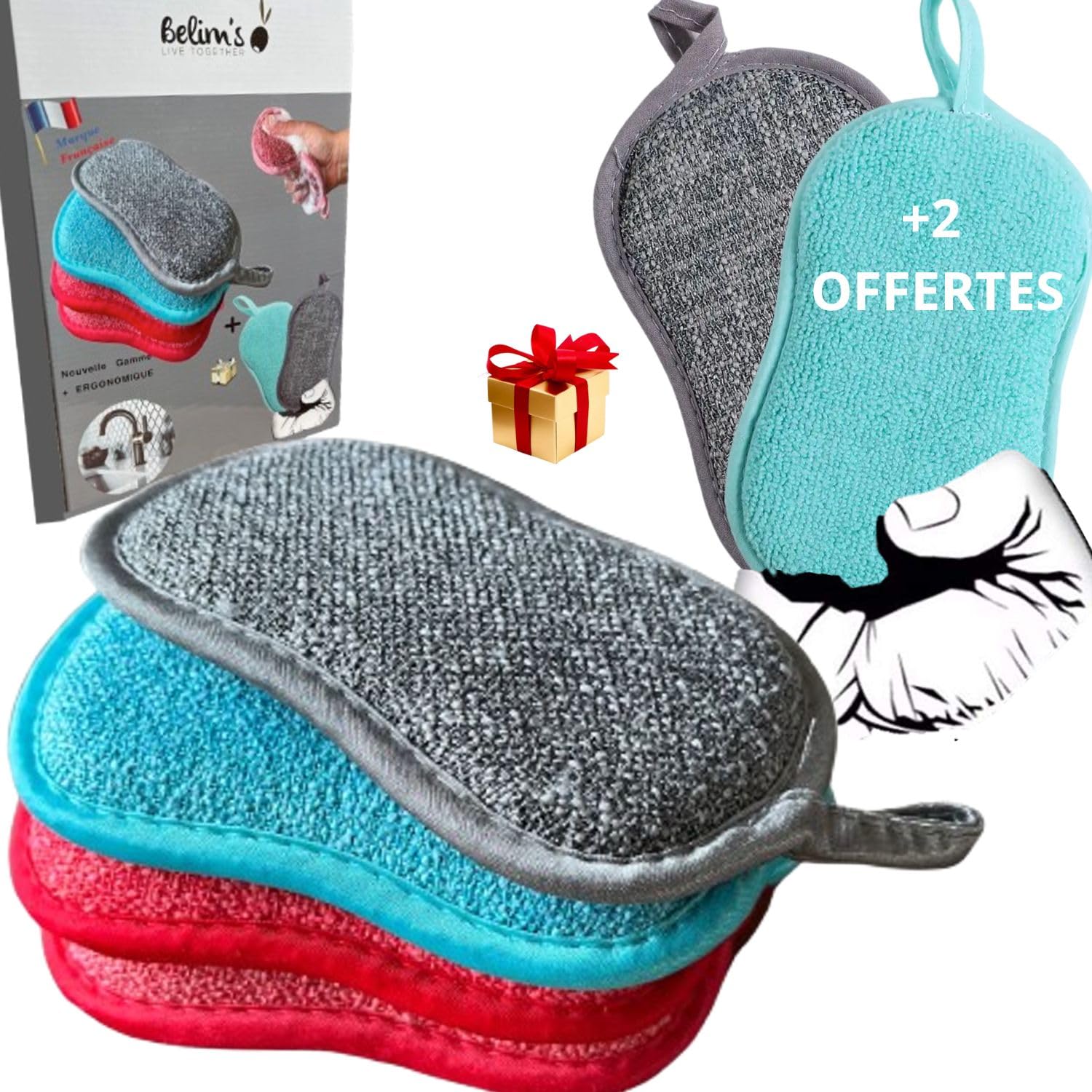 Belim's Washable Microfibre Sponges – Antibacterial Scouring Kit (6 Pack)
