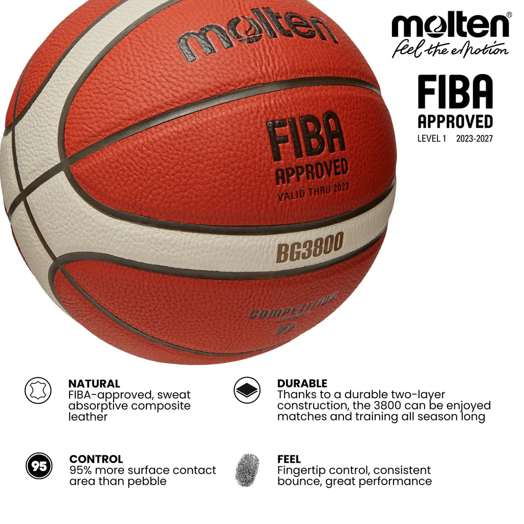 Molten BG3800 Indoor Basketball | FIBA Approved Composite Leather | Size 6