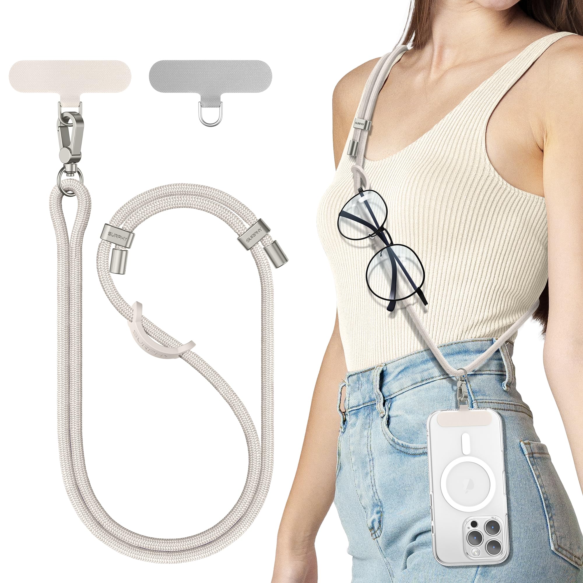 SURPHY Adjustable Crossbody Phone Lanyard and Neck Strap - Stone