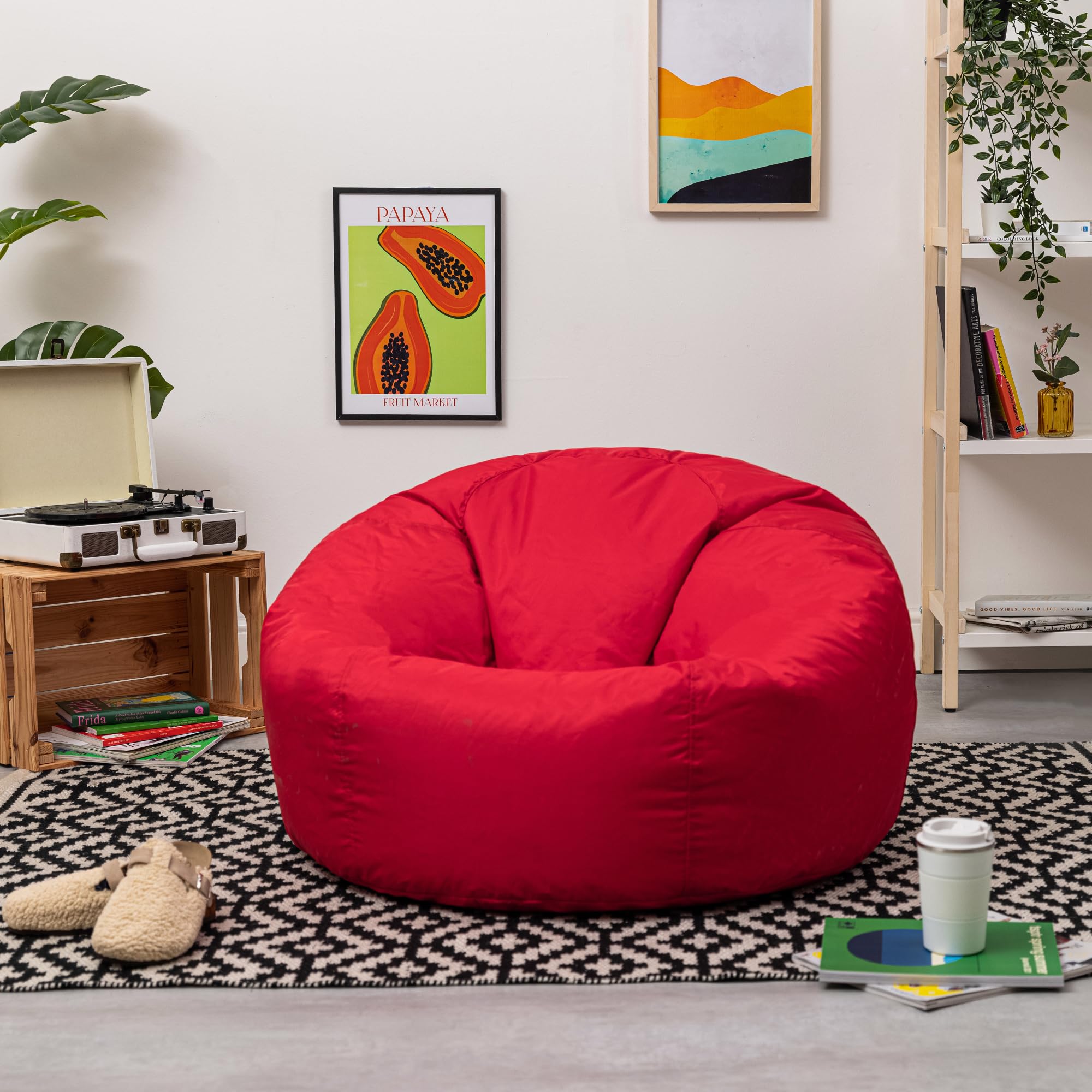 Bean Bag Bazaar Outdoor Bean Bag Chair | Water Resistant Red Garden Seat