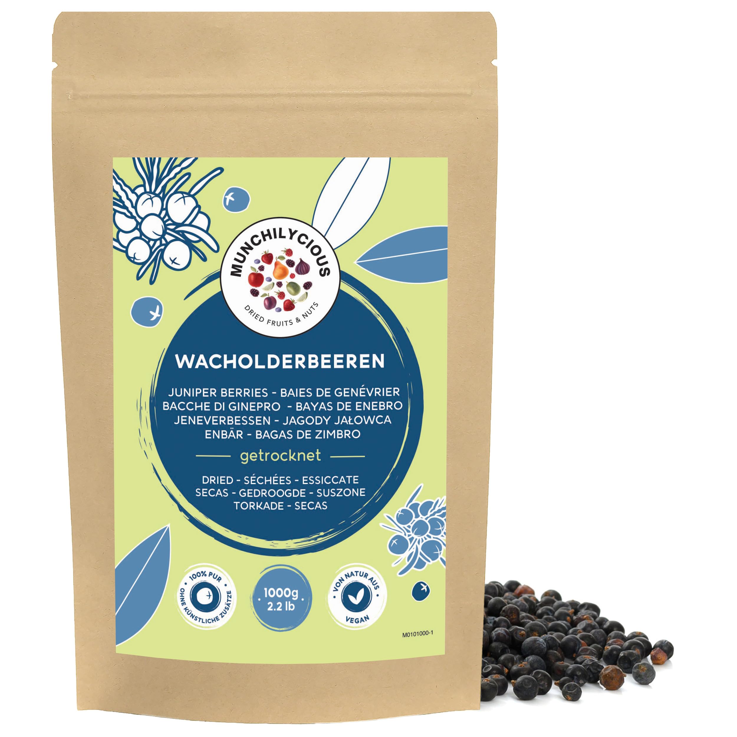 Whole Dried Juniper Berries – 1kg (2.2 lb) Sugar-Free