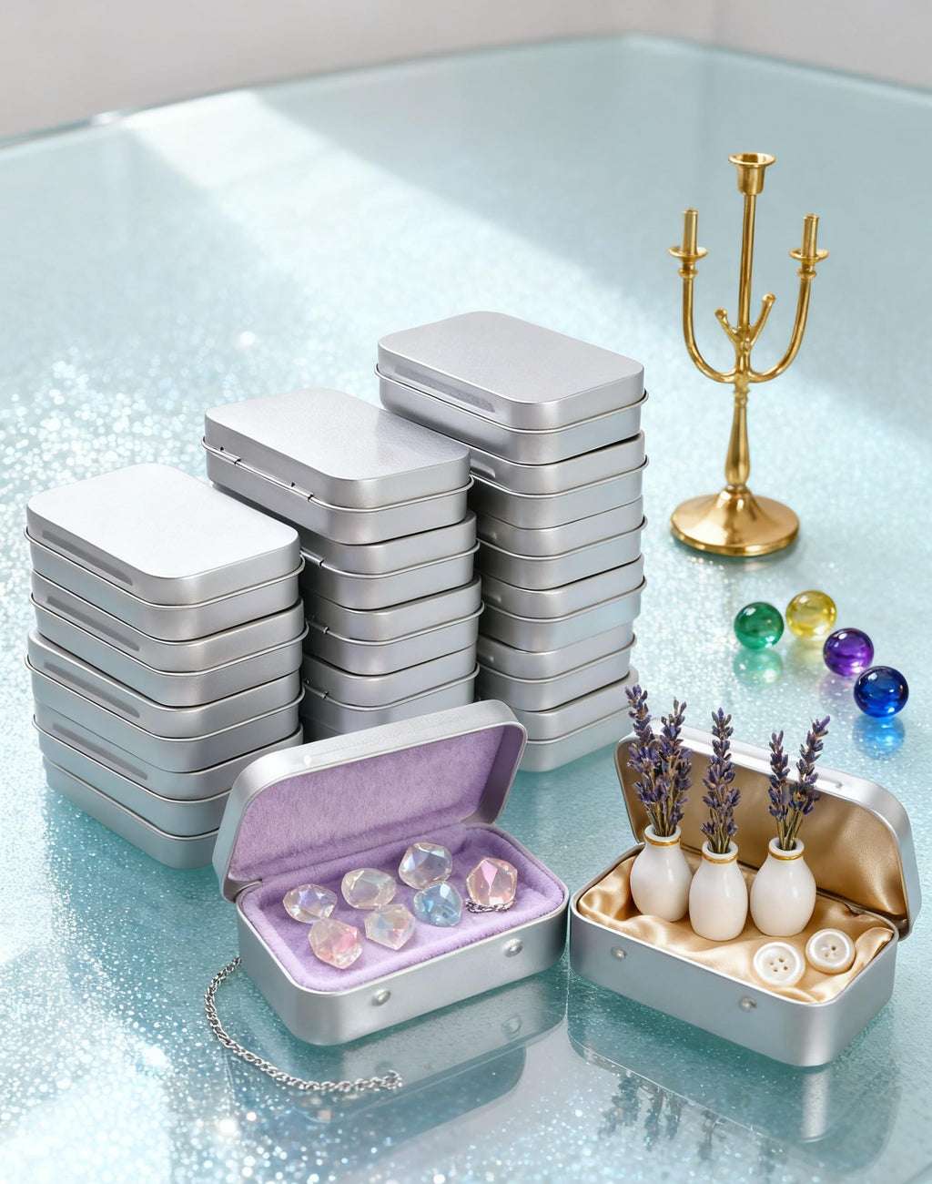 LJY Silver Hinged Metal Tins, 20 Pack, 3.7 x 2.4 x 0.9 in - image 5