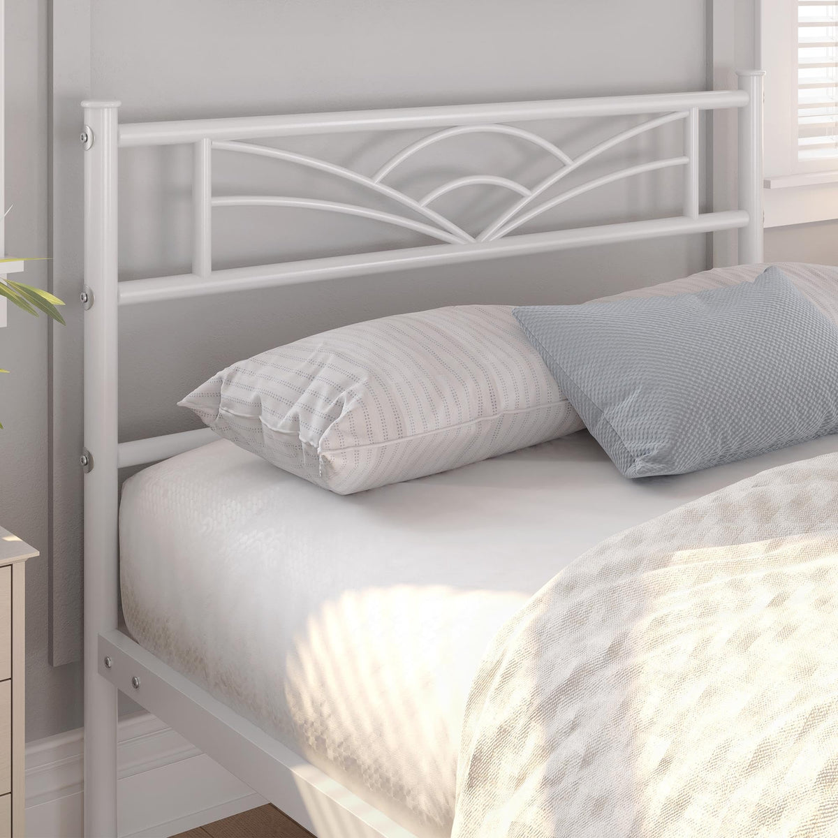 Yaheetech 3ft Single Metal Bed Frame with Cloud-inspired Design, White - image 3