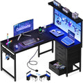 Coleshome L Shaped Gaming Desk with Drawers & Shelf, 110 × 80 cm - image 1