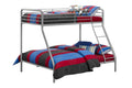 DHP Furniture Metal Bunk Bed | Single Over Double - Silver/Grey