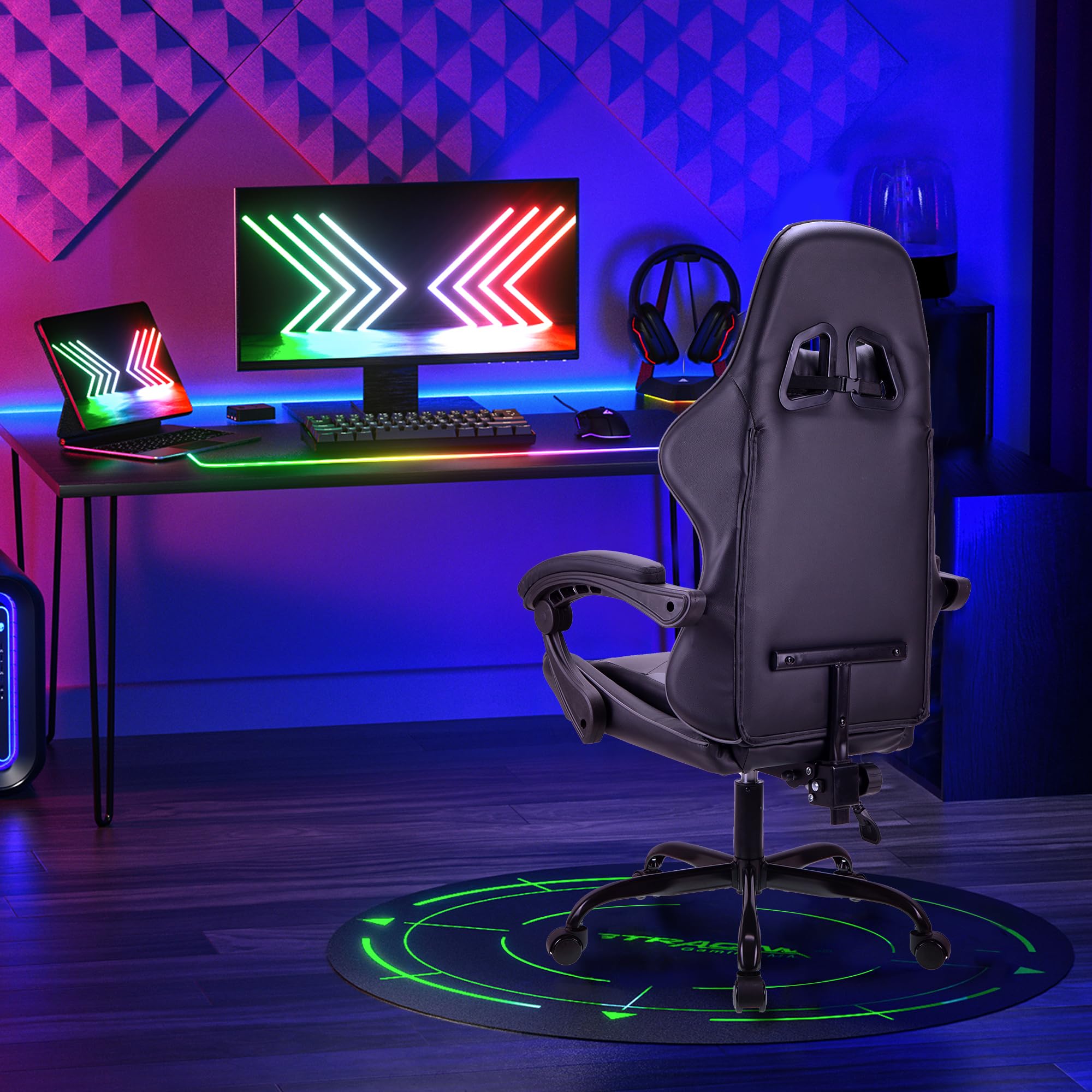 T-THREE Ergonomic High-Back Mesh Gaming Chair with Lumbar Support - White