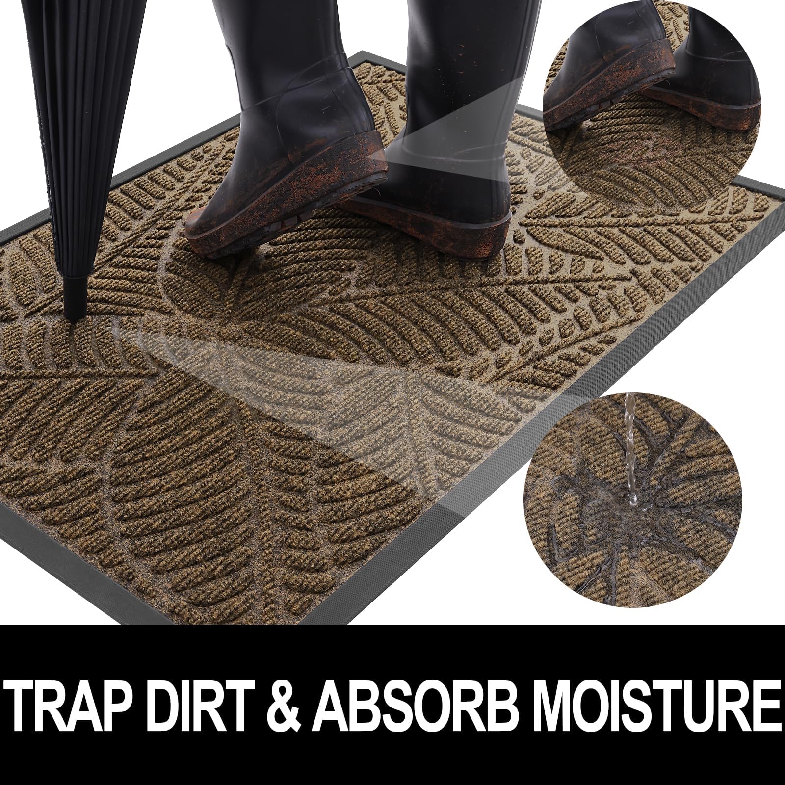 Homaxy Heavy Duty Rubber Door Mat – Non-Slip Dirt Trapper Entrance Rug