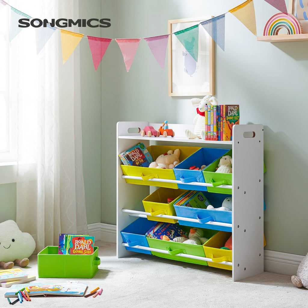 SONGMICS Kids Toy Organiser | Wooden Storage Unit with 9 Bins