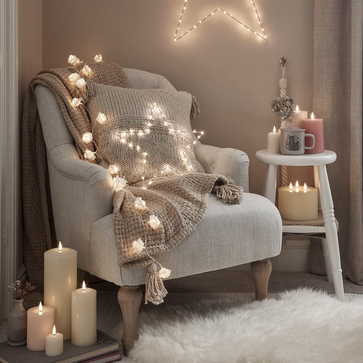Lights4fun TruGlow 30cm LED Flameless Chapel Candle | Ivory Wax