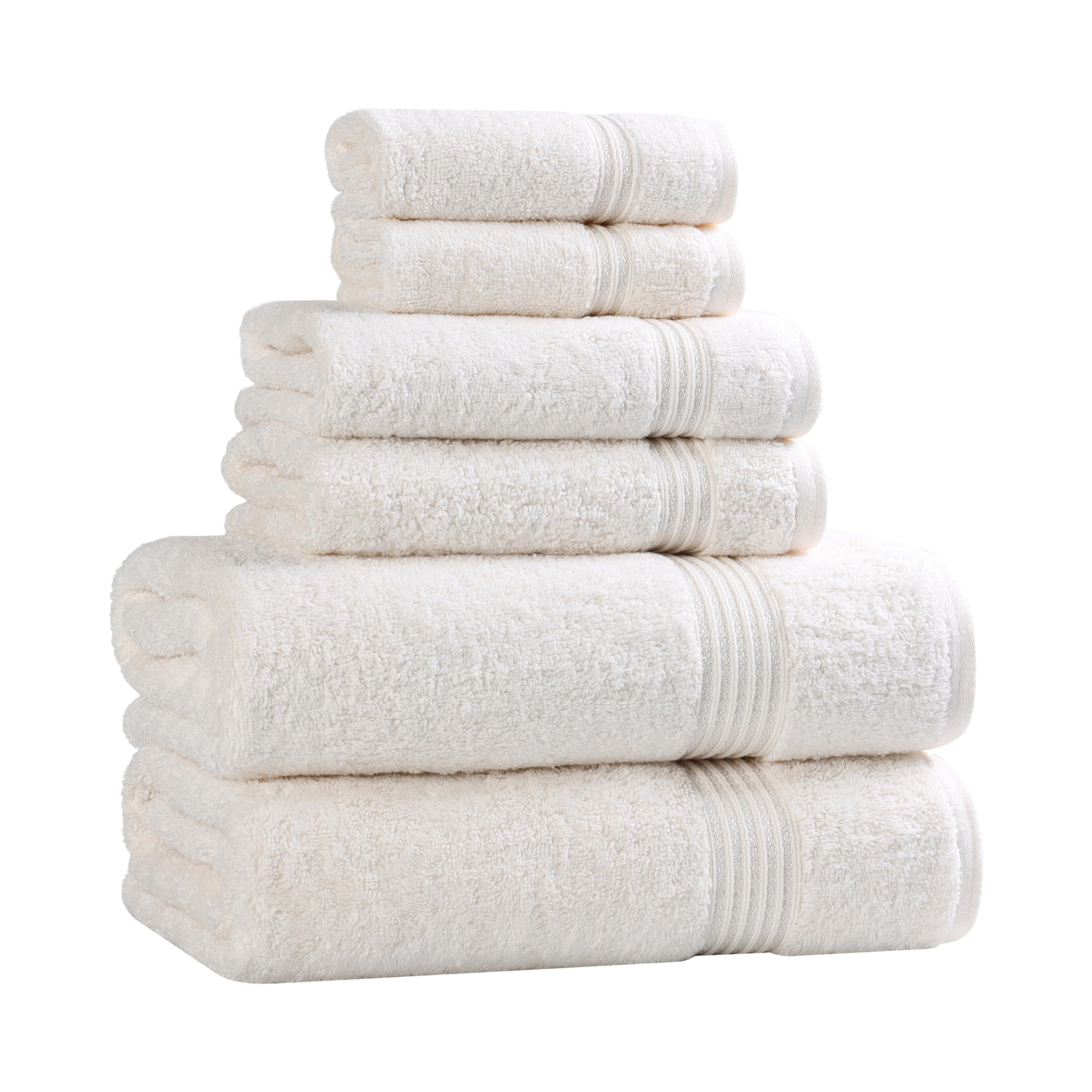 Jolof Store Egyptian Cotton 6-Piece Bath Towel Set – Plush Ivory