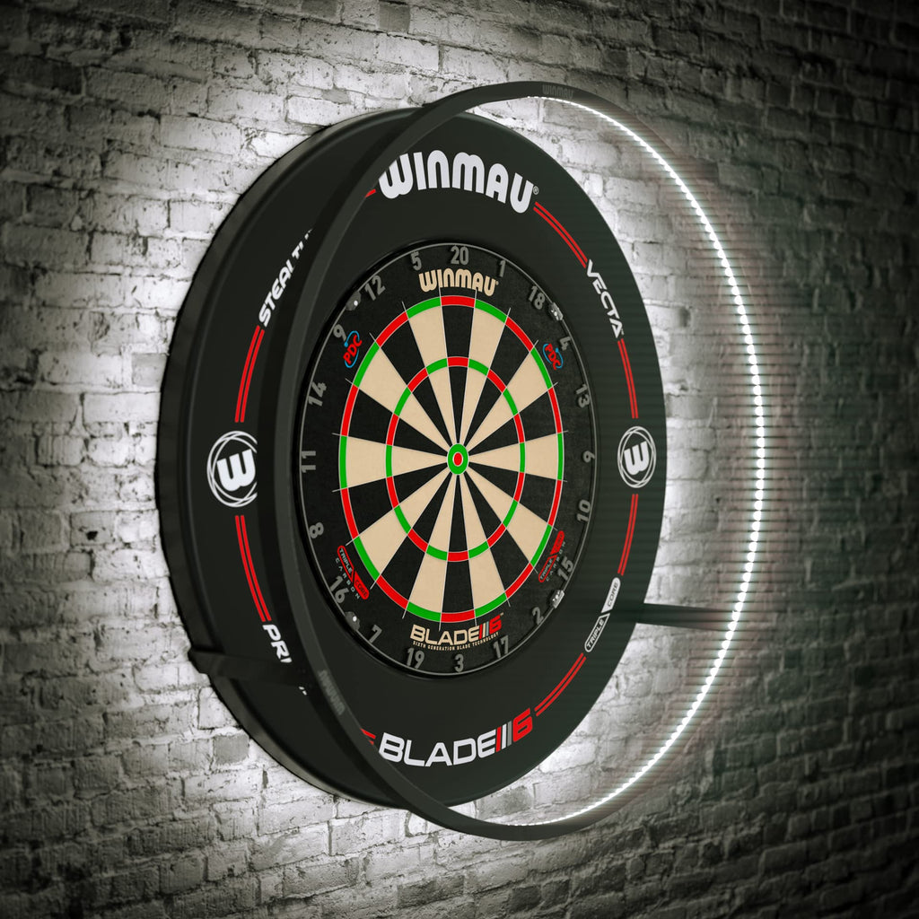 Winmau Plasma Dartboard Light – 360° LED Aluminum Ring – Black