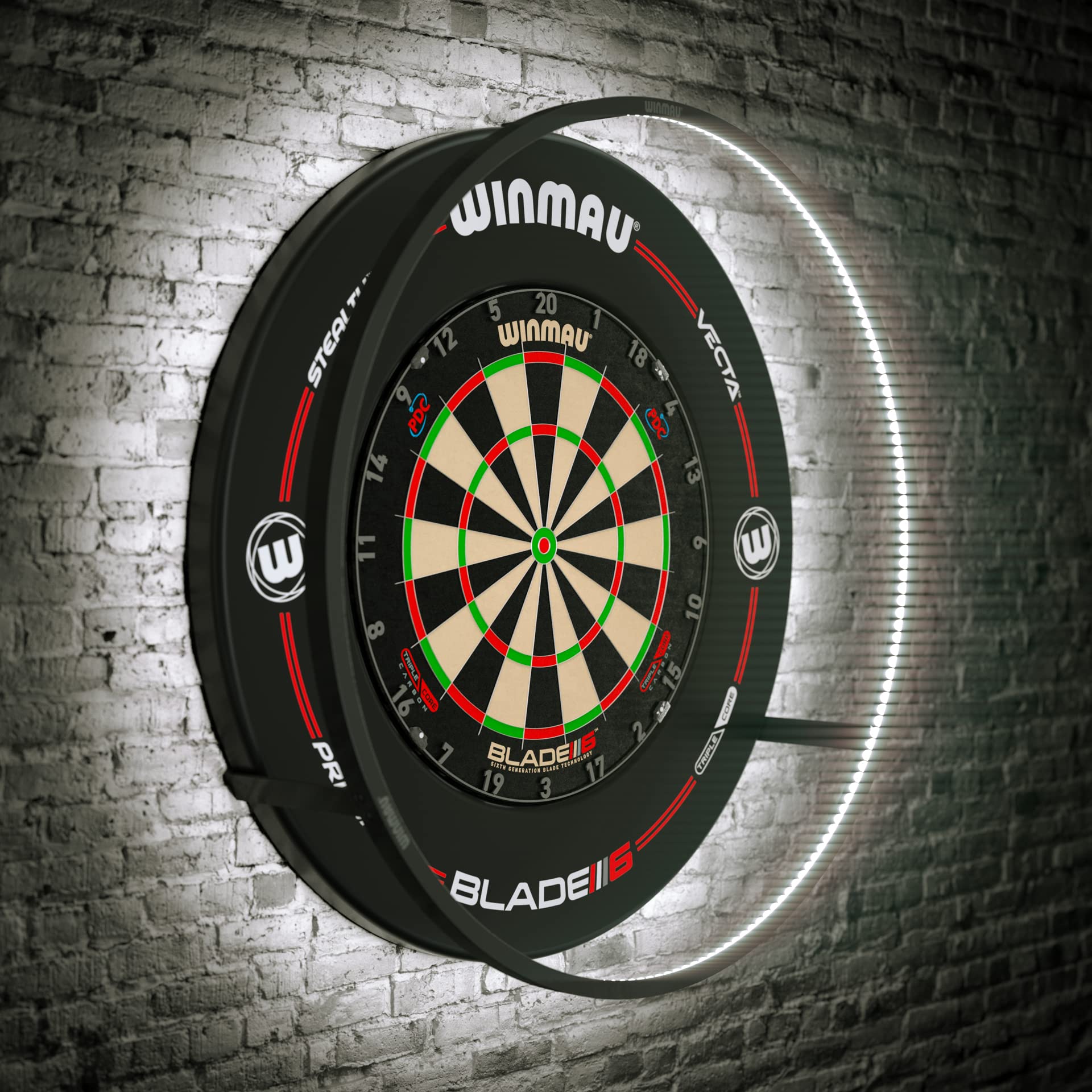 Winmau Plasma Dartboard Light – 360° LED Aluminum Ring – Black