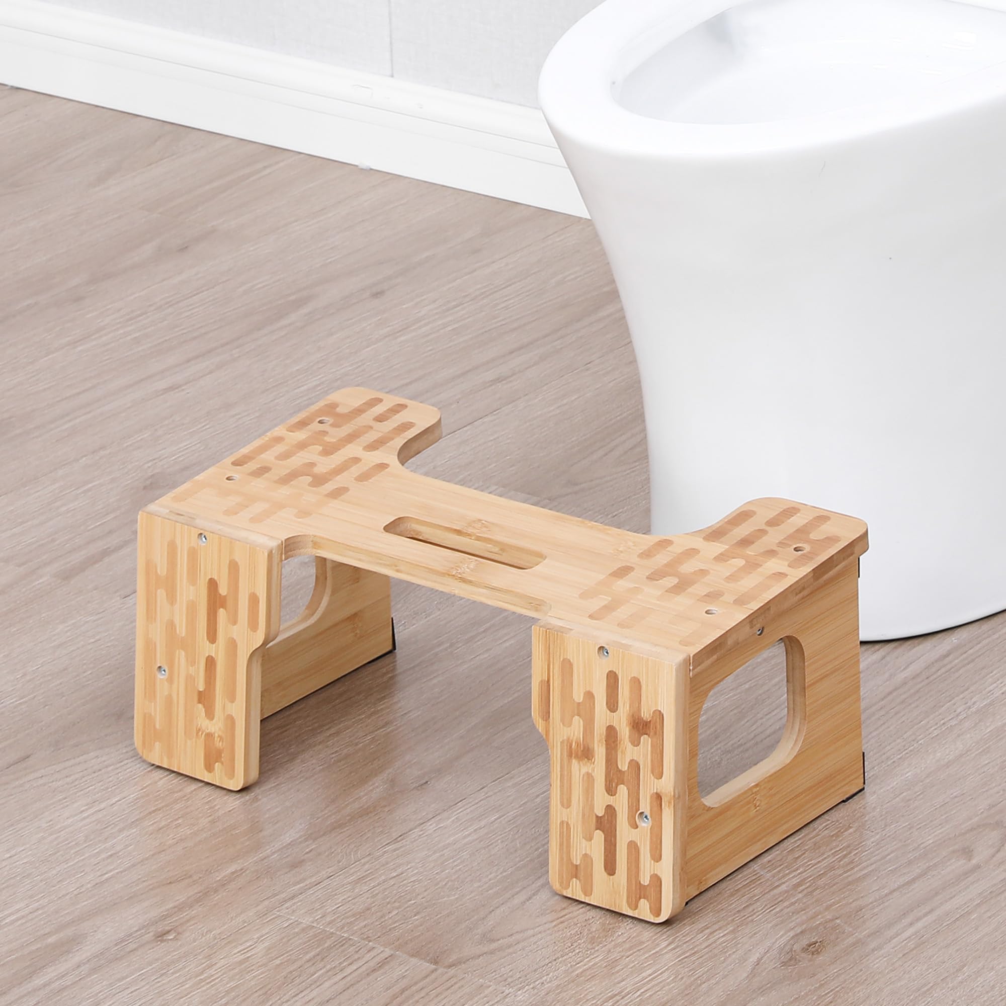 Fanwer Bamboo Toilet Stool – Adjustable 7" and 9" Squatting Stool