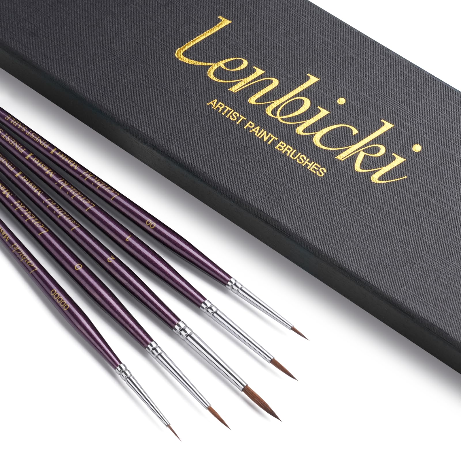 Lenbicki Kolinsky Sable Miniature Detail Paint Brush Set | 5 Pieces