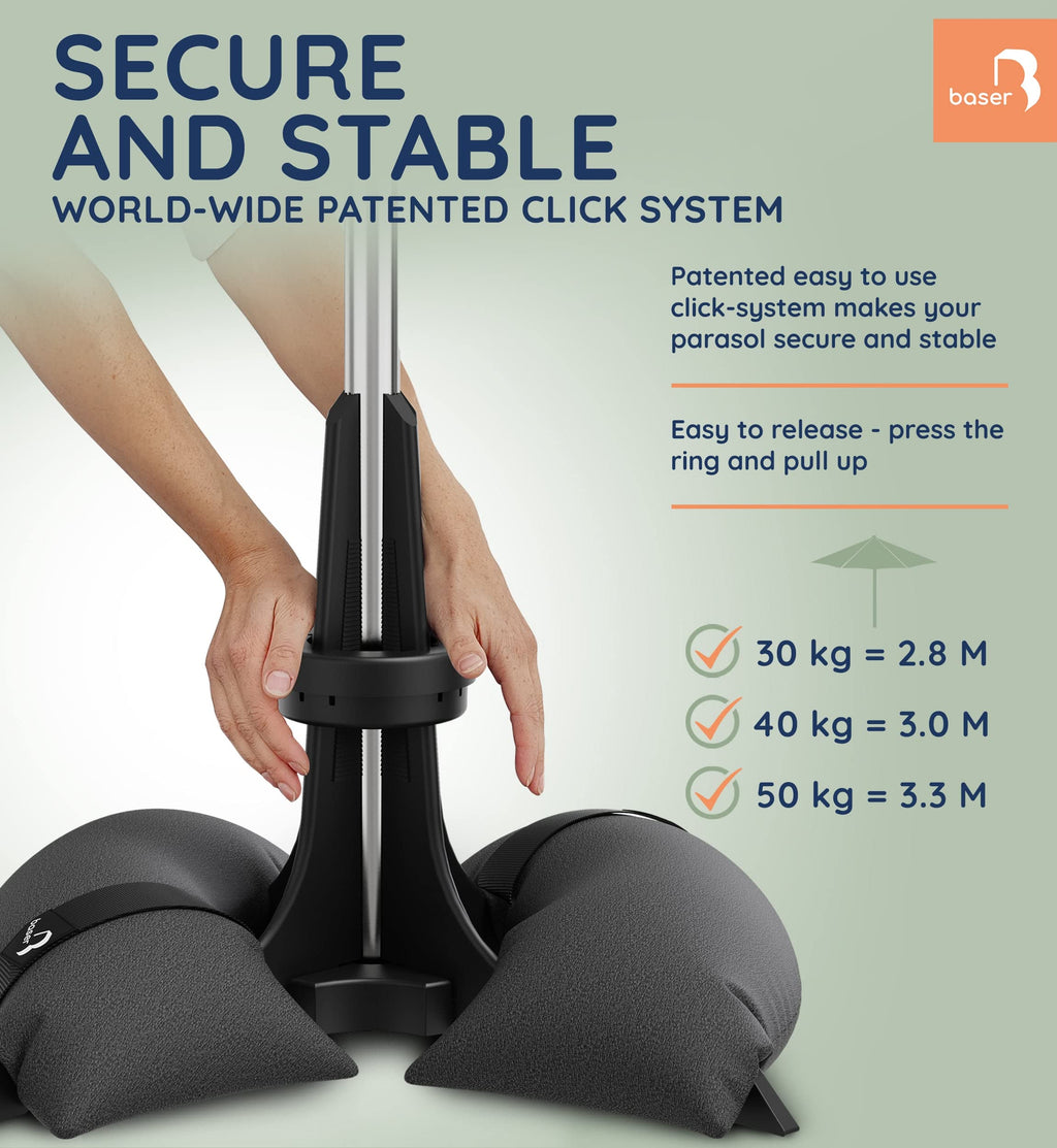 Baser Parasol Base | 30kg Fillable Sandbag Stand for 3.3m Umbrellas