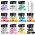 HOMY ARTY Edible Glitter Set - 11 Colors Luster Dust with Sprayer