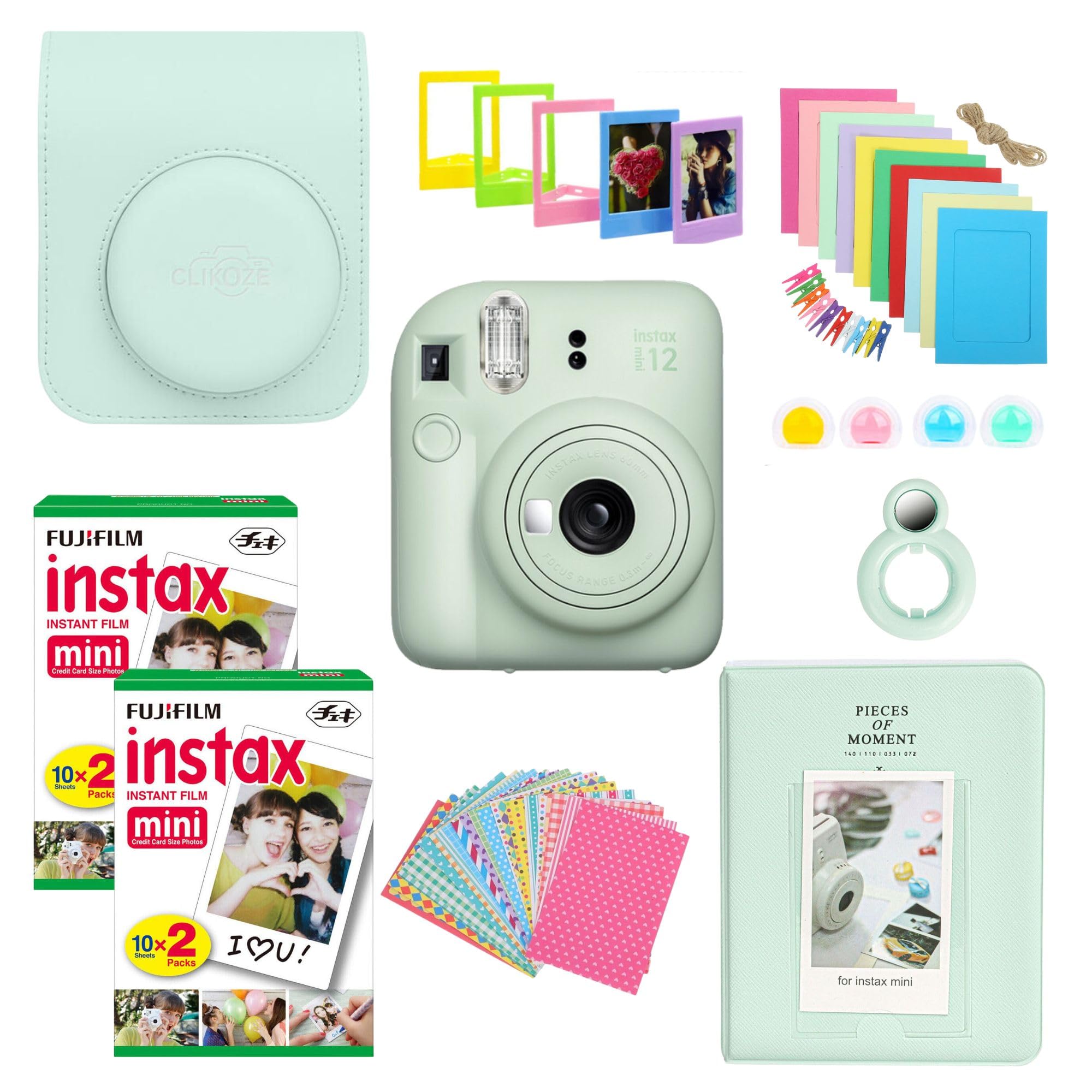 Fujifilm Instax Mini 12 Instant Camera Bundle - Mint Green with 40 Film