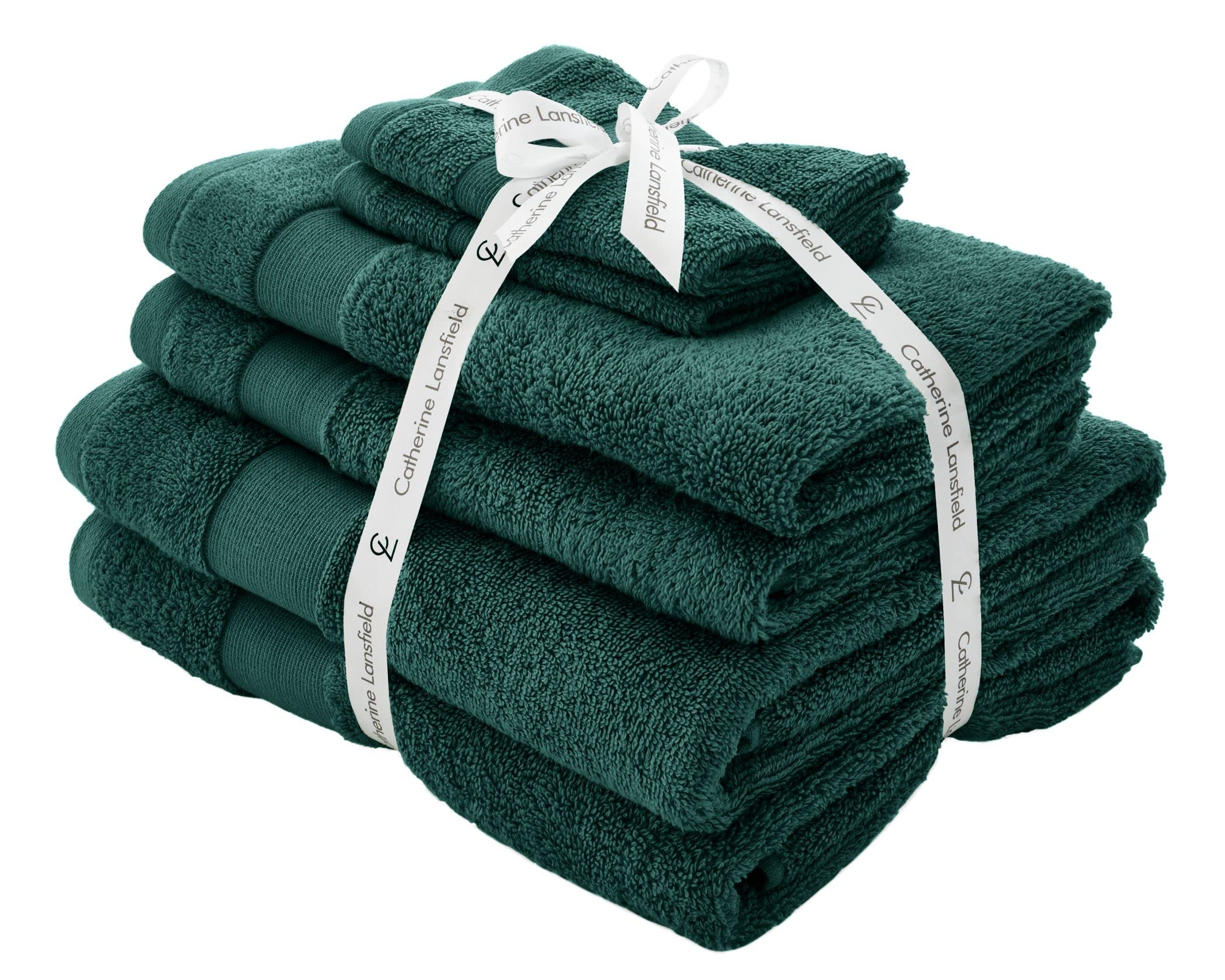 Catherine Lansfield Antibacterial 6 Piece Cotton Towel Set – Forest Green