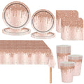 Rose Gold Glitter Party Tableware Set - 81pc Disposable Dinnerware