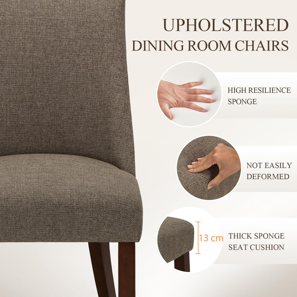 COLAMY Upholstered Dining Chairs Set of 4, Linen Fabric Parsons Dining Room Chairs with Curved Backrest, Solid Rubber Wood Legs - image 3