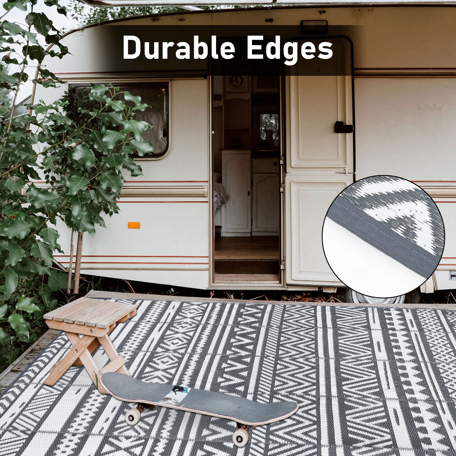 Enyhom Reversible Outdoor Rug – 180x270cm Waterproof Plastic Straw Carpet
