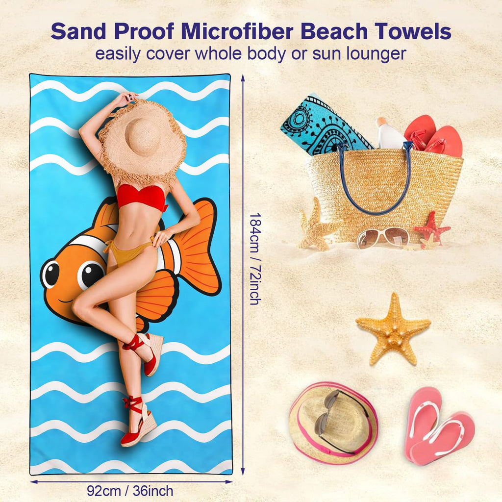 Violetpos 2 Pack Extra Large 180x90 cm Beach Towels, 250GSM Premium Microfibre, Sand Free Quick Dry Lightweight - image 5